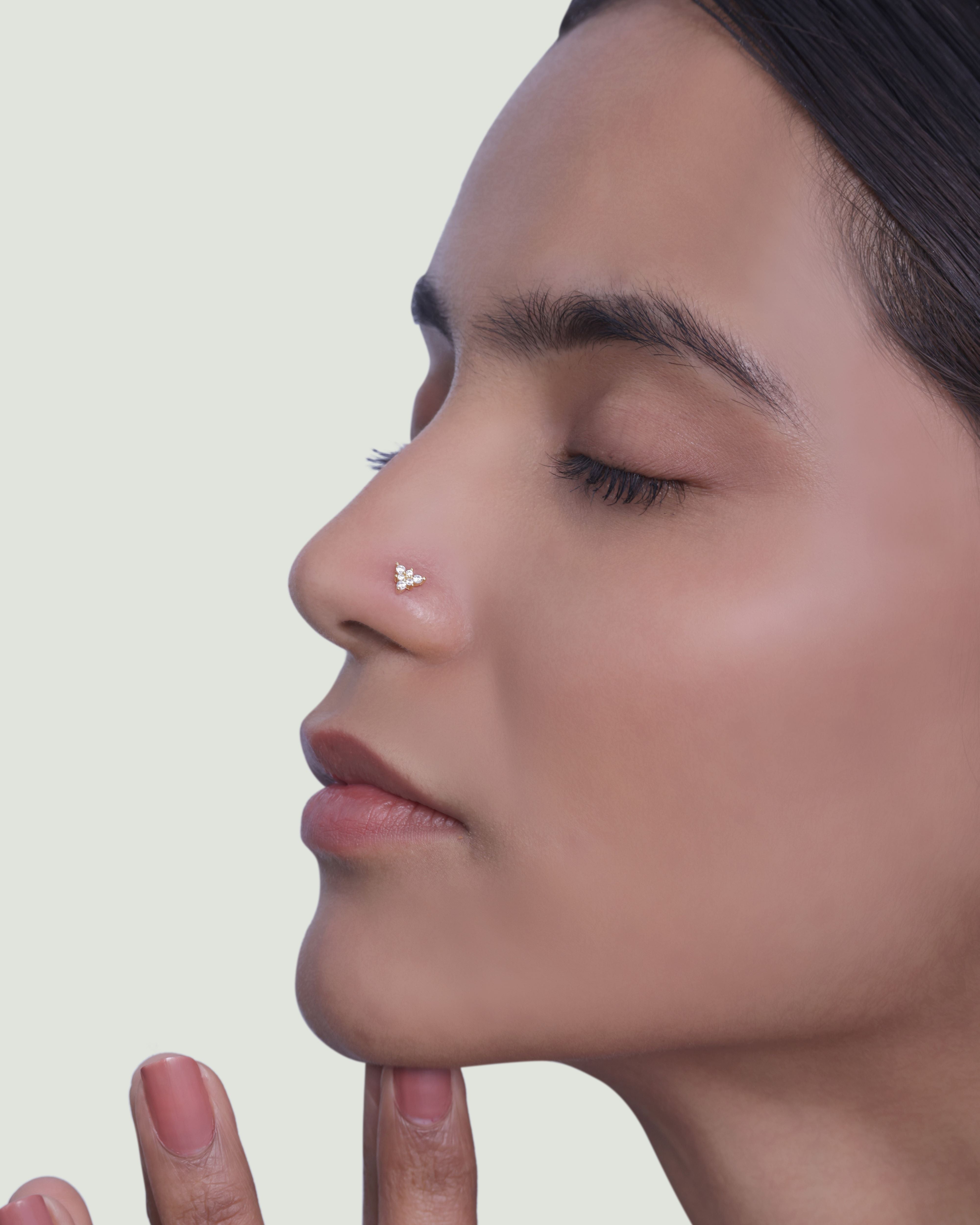 Tri Zirconia Nose Pin
