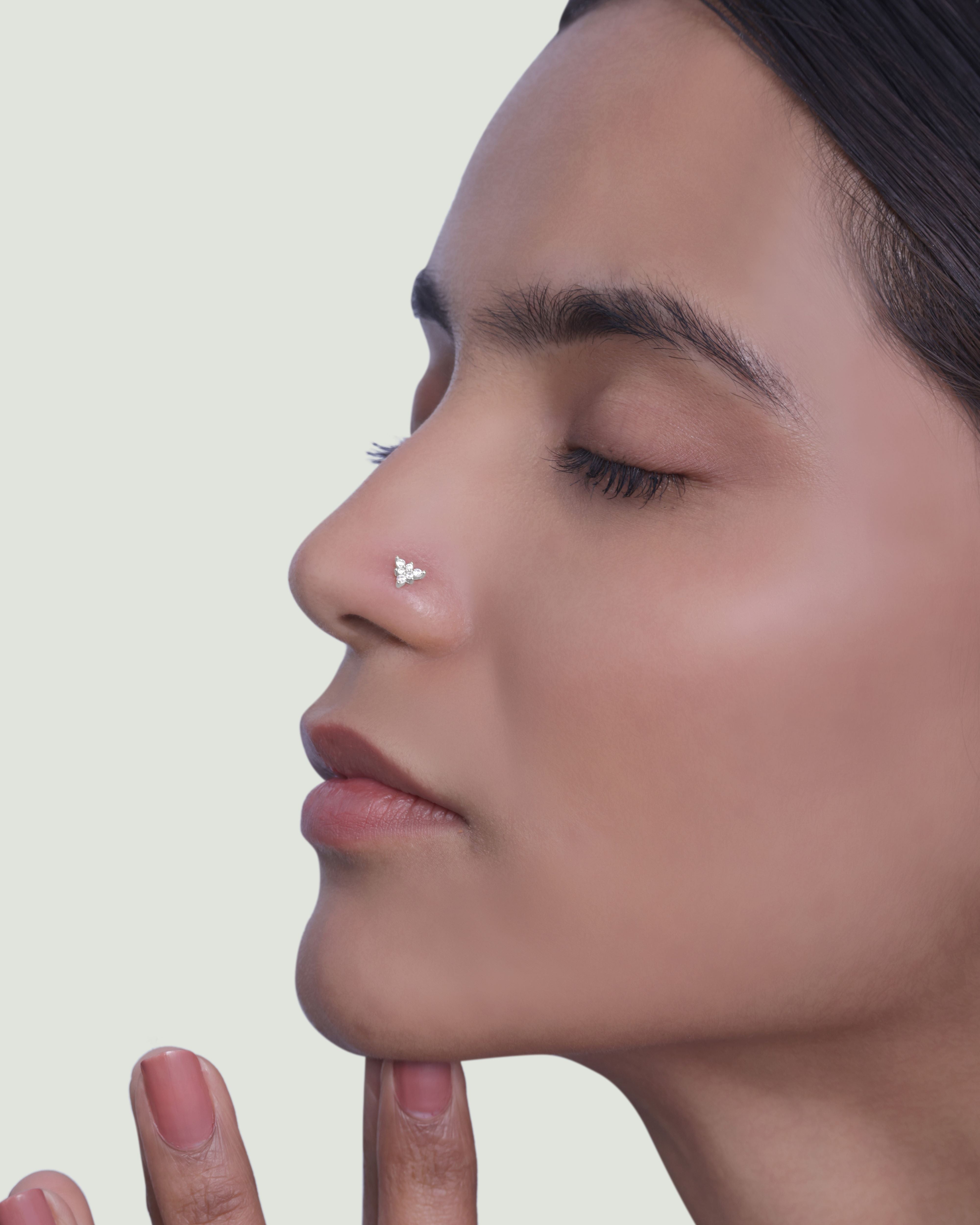 Tri Zirconia Nose Pin