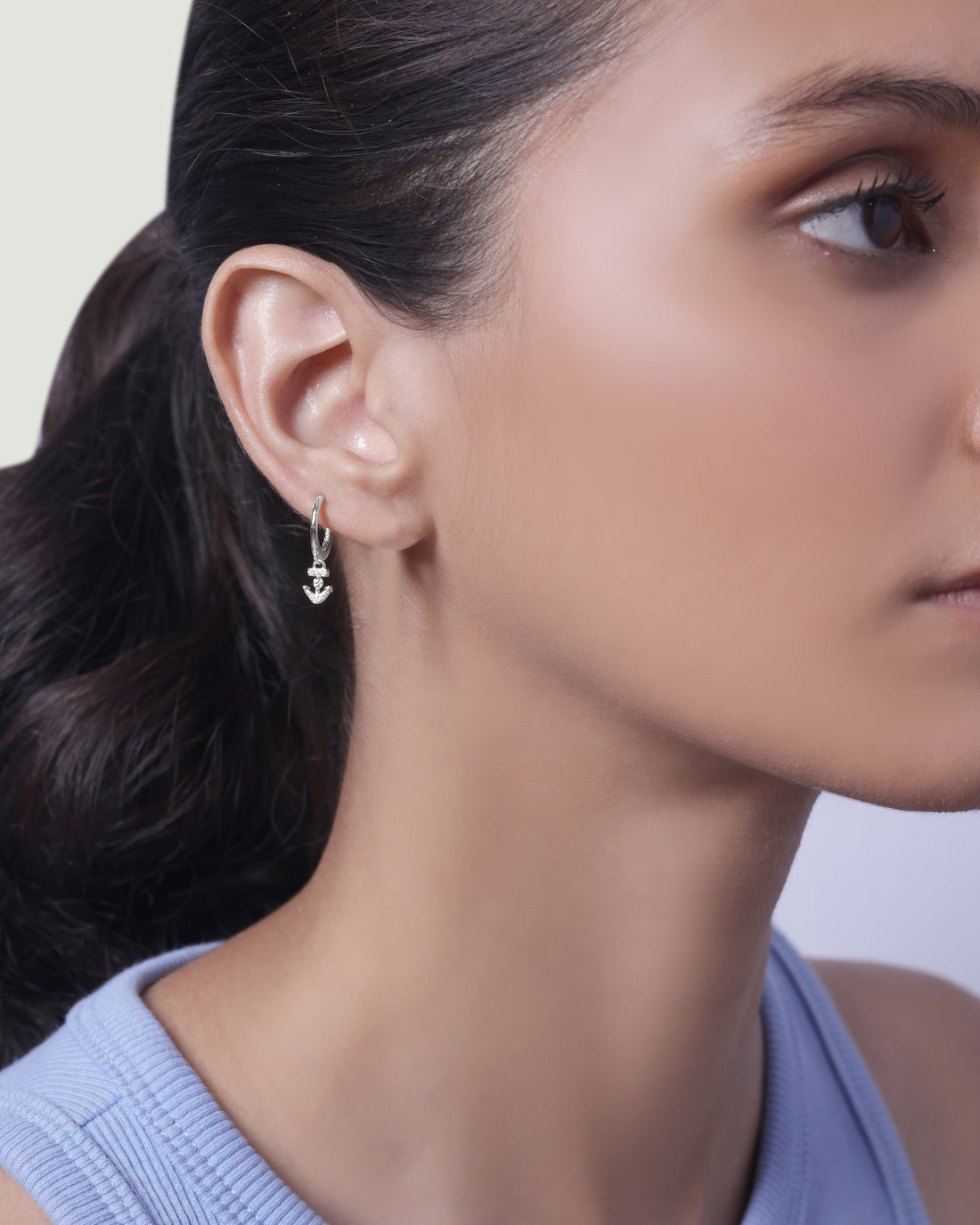 Anchor Charm Hoop Earrings