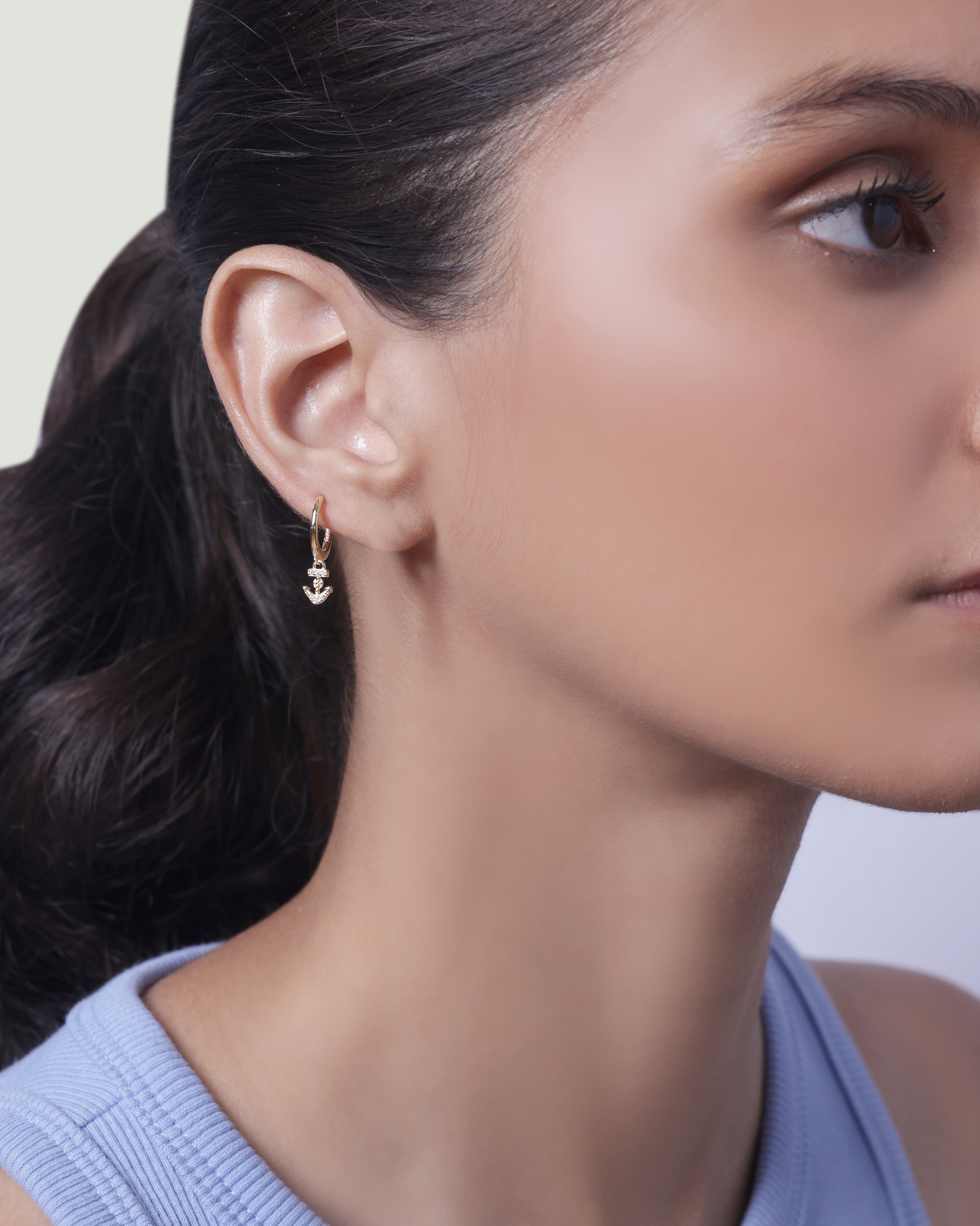 Anchor Charm Hoop Earrings