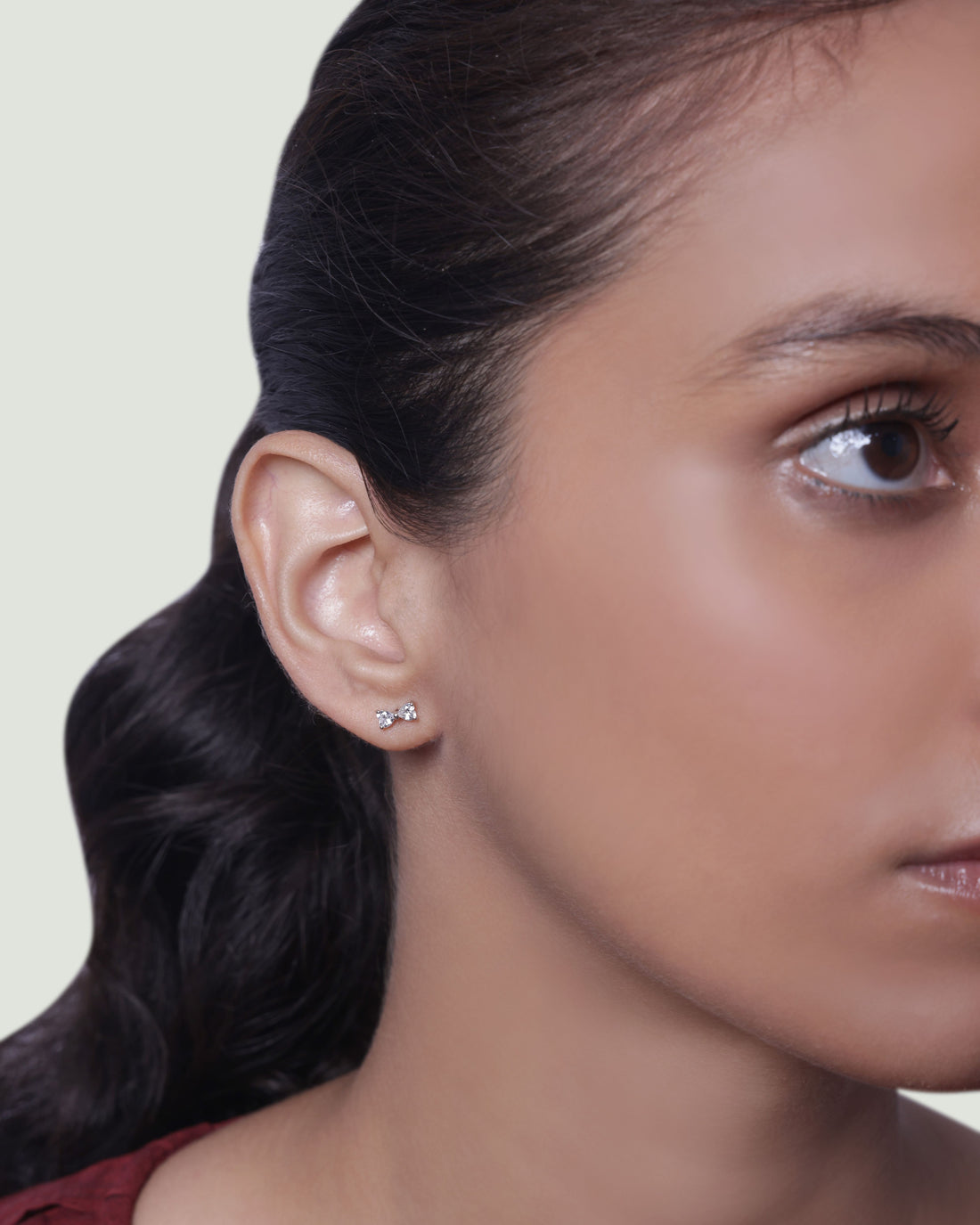 Minimal Two Stone Bow Studs Earrings