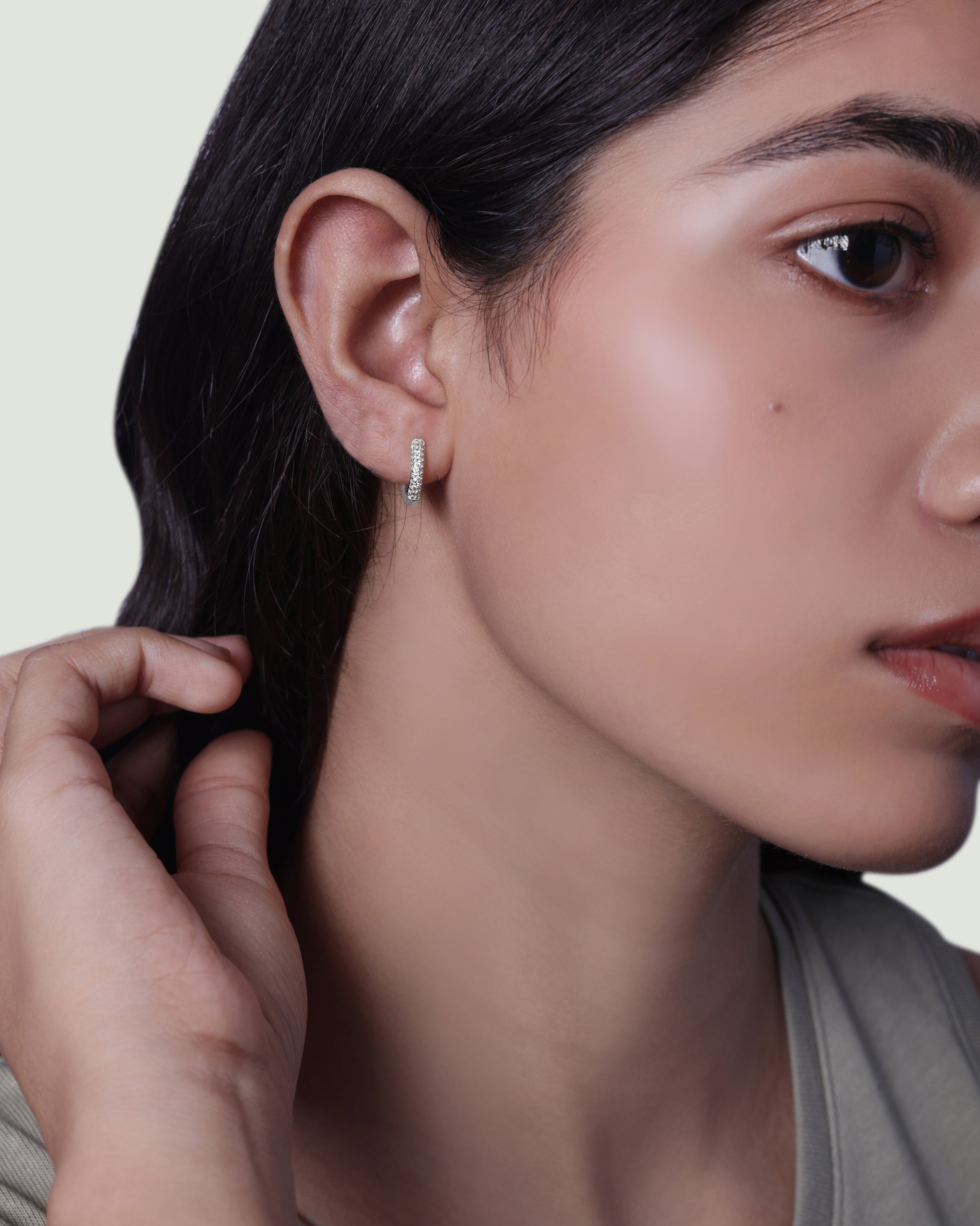 Zirconia Thick Hoops Earrings - 10MM