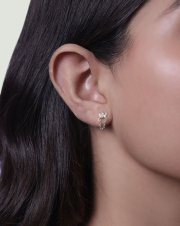 Crown Chain Dangler Stud Earrings