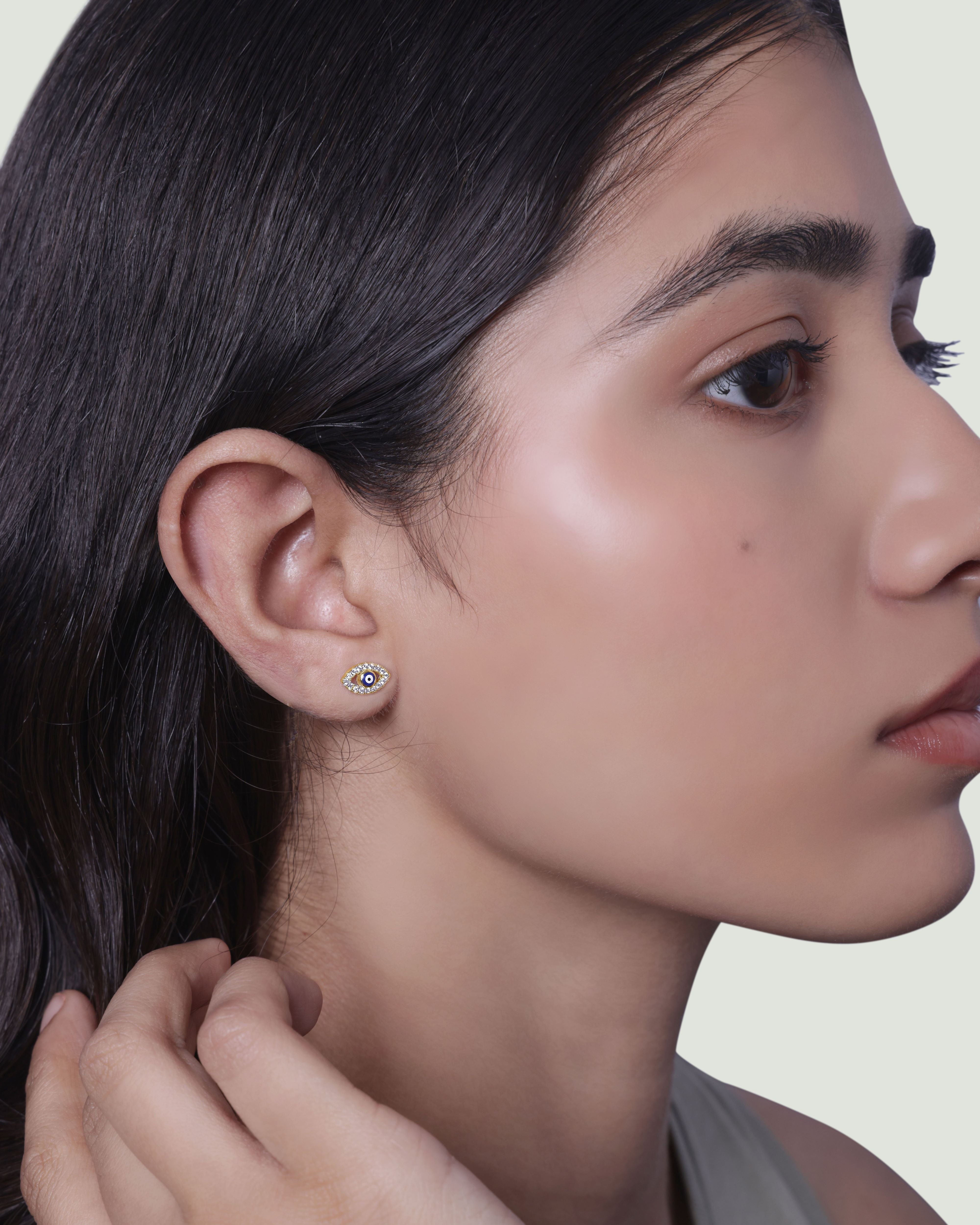 Enamel Evil Eye Stud Earrings