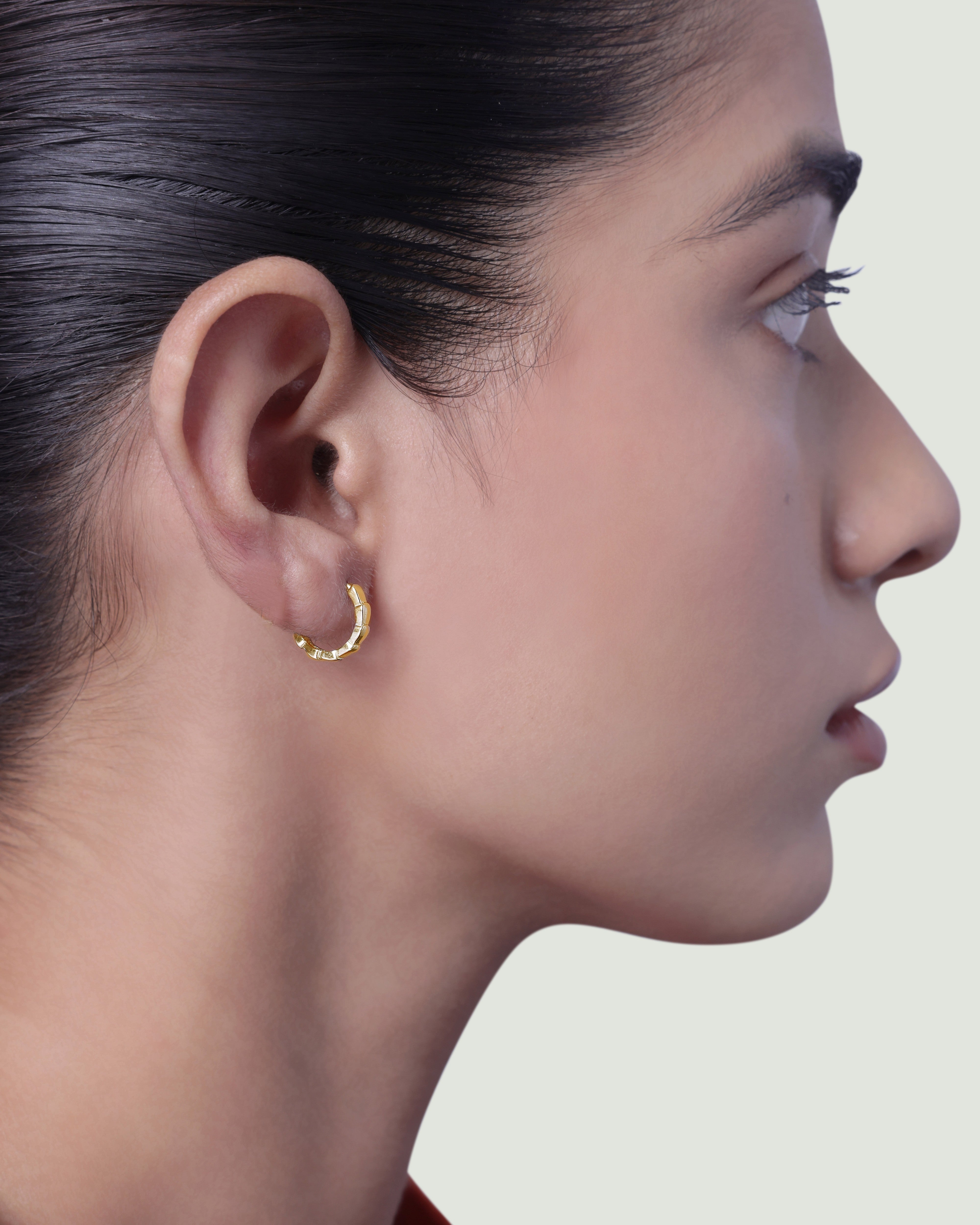 Dotted Plain Hoop Earrings