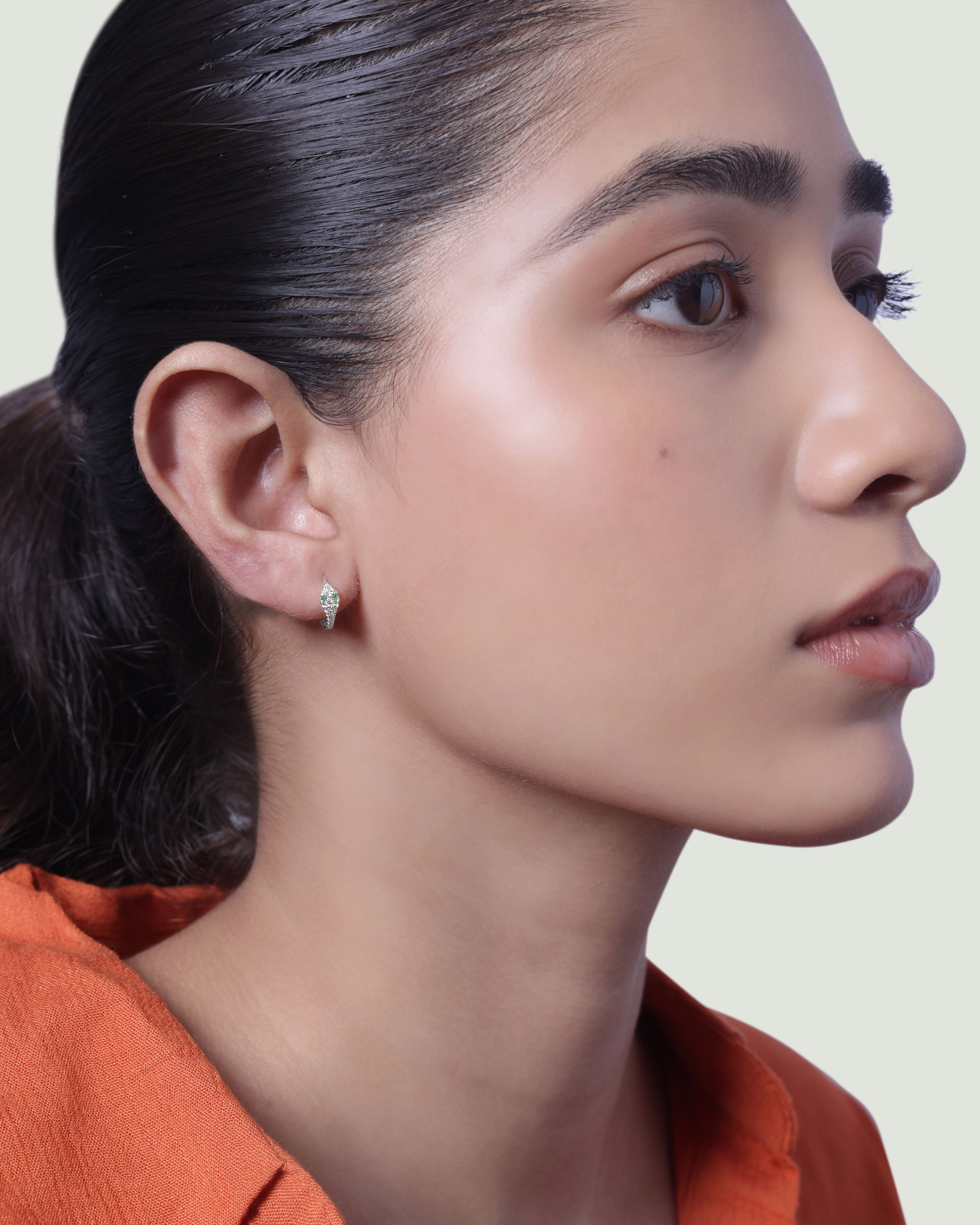 Zirconia Snake Hoop Earrings