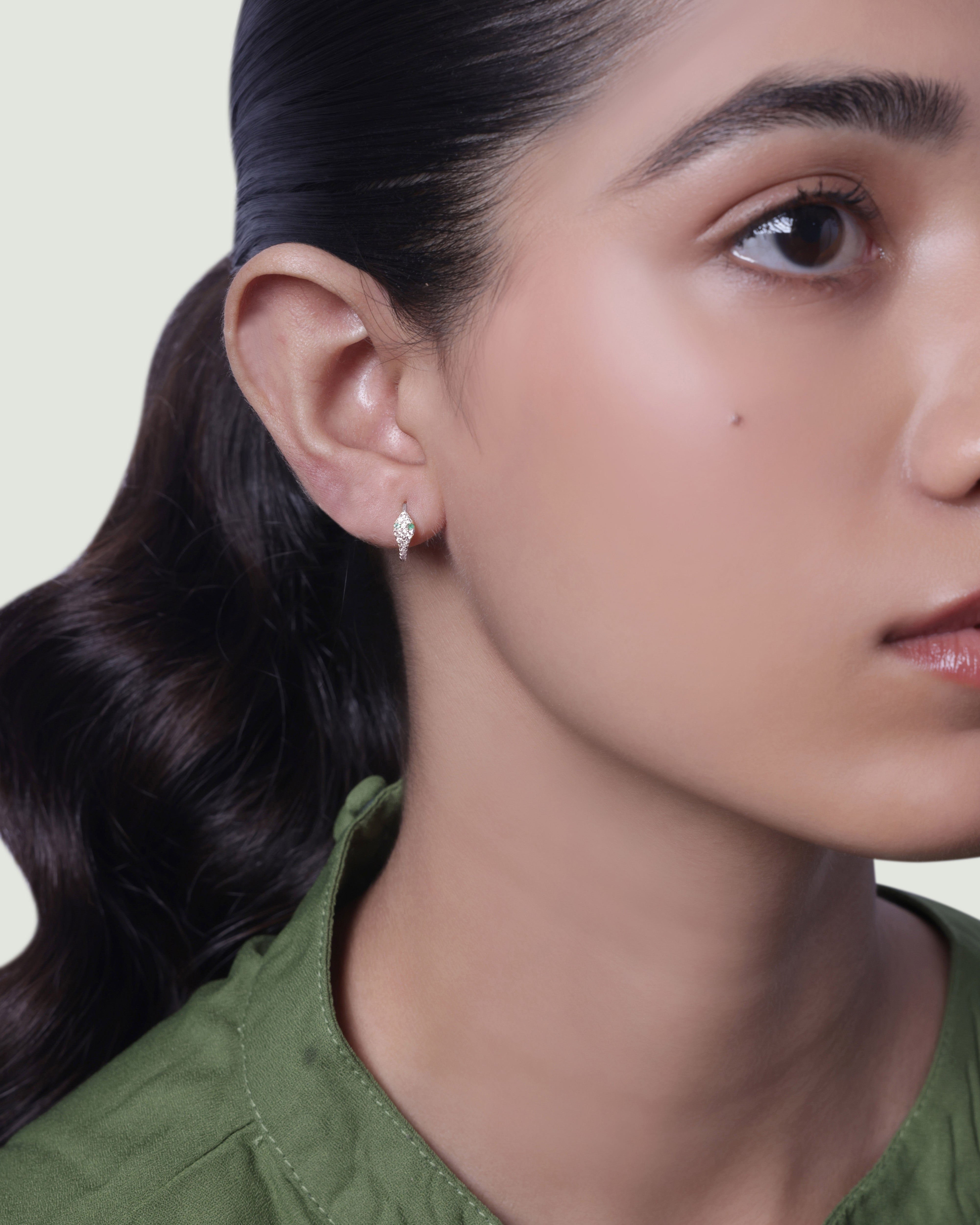 Zirconia Snake Hoop Earrings