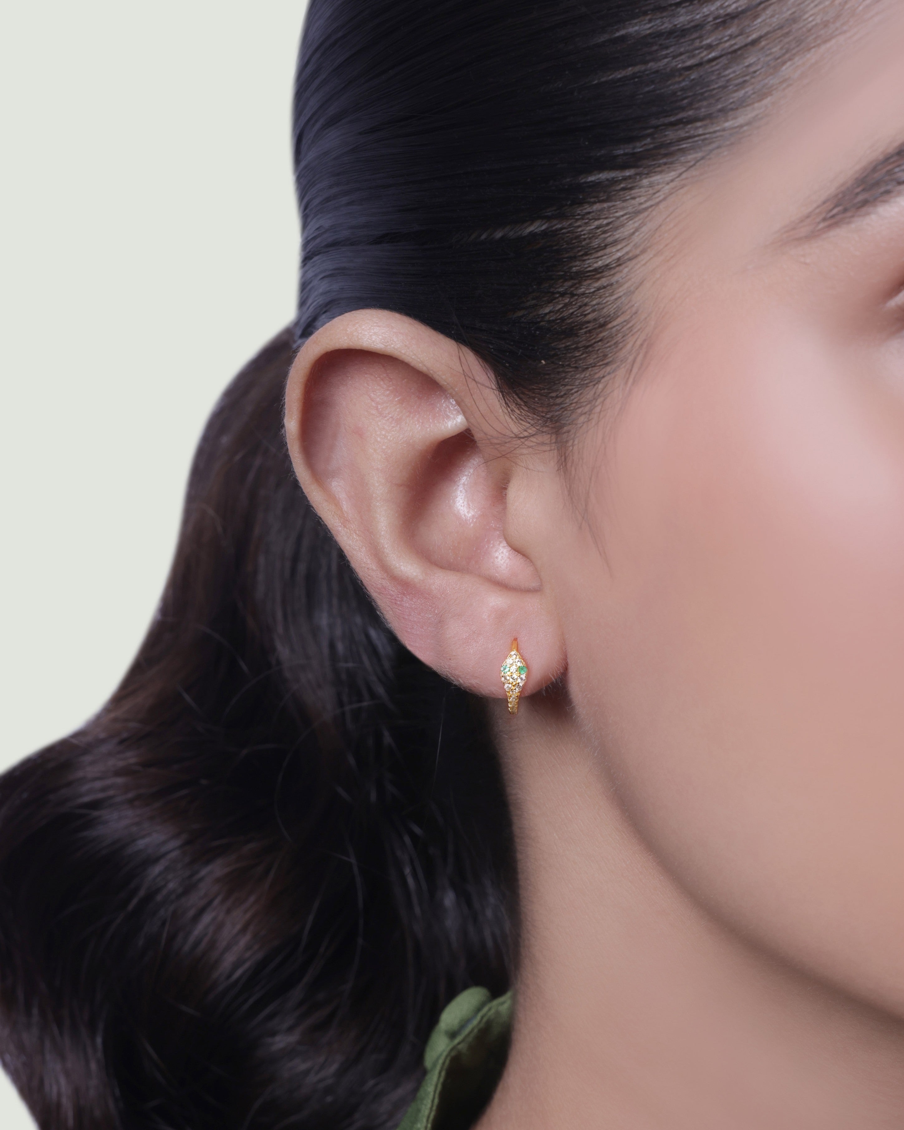 Zirconia Snake Hoop Earrings