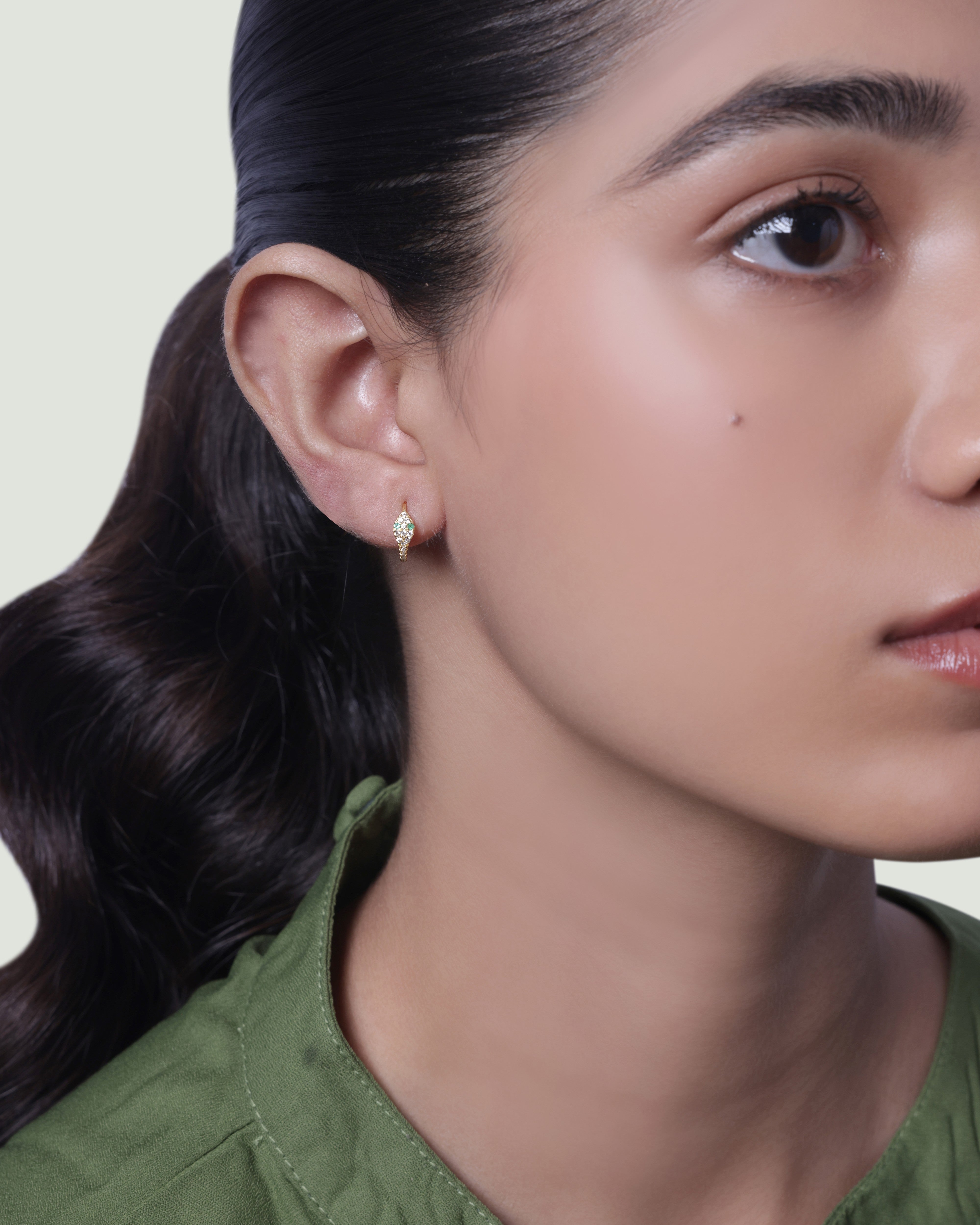 Zirconia Snake Hoop Earrings