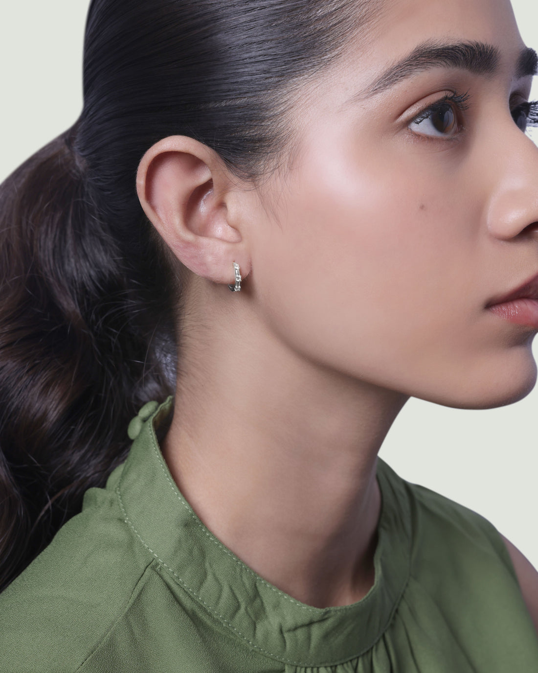 Three Stone Hoop Earrings