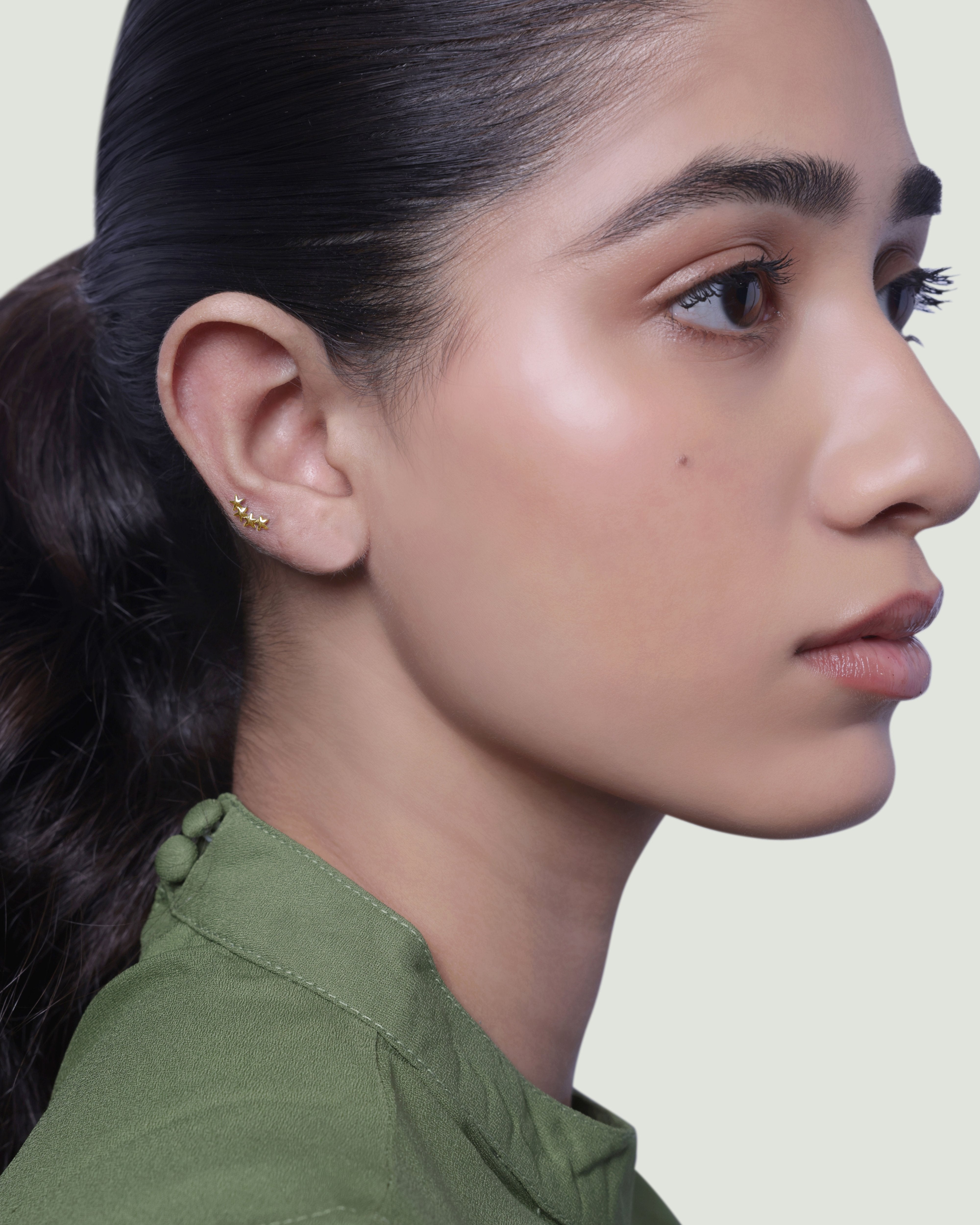 Dainty Four Star Cluster Climber Studs Earrings