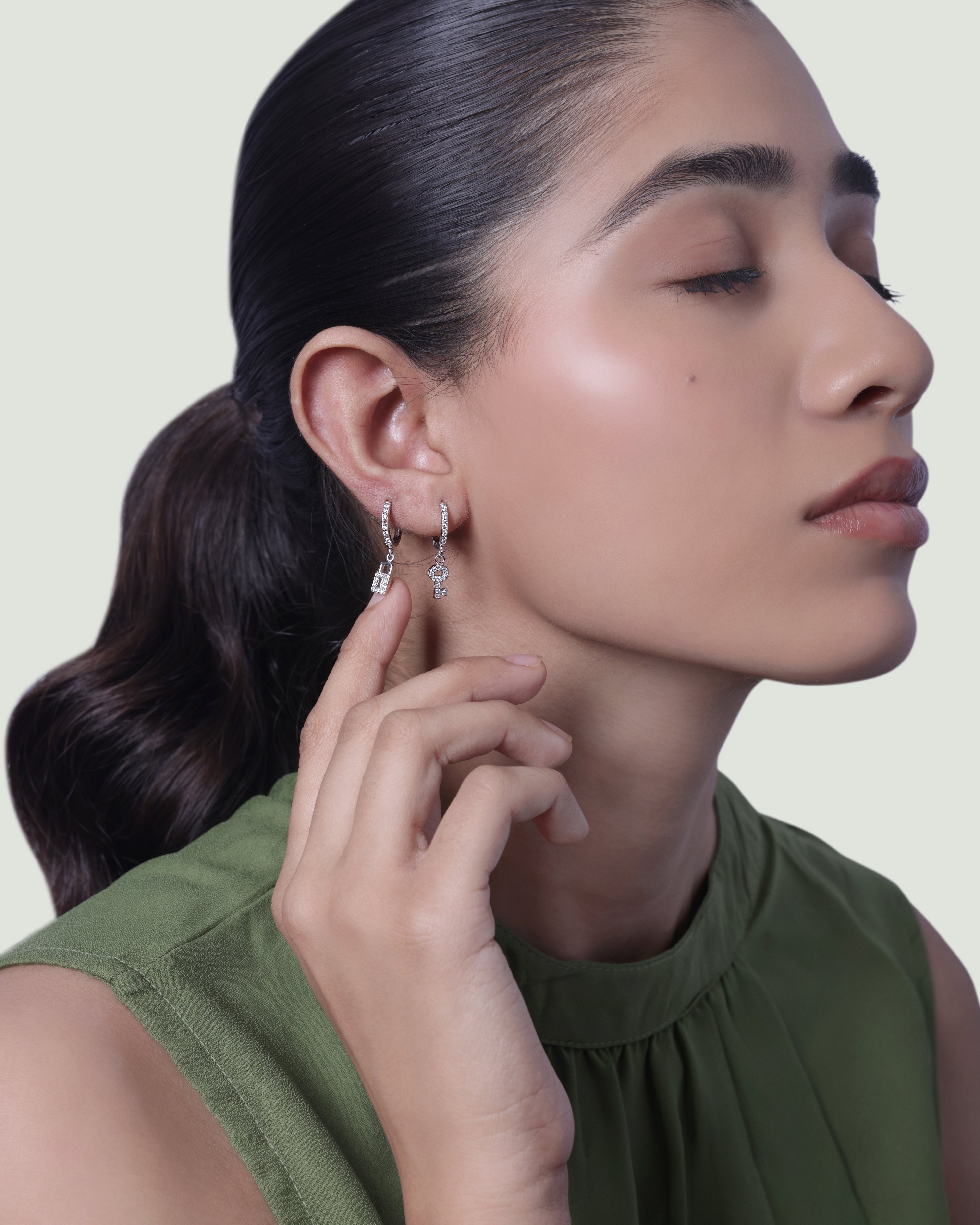 "Key To My Lock "Charm Hoops Earrings