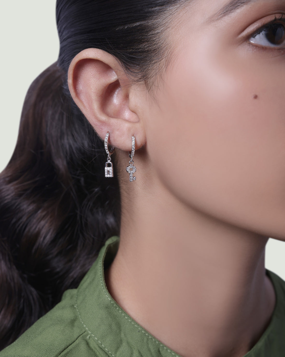 "Key To My Lock "Charm Hoops Earrings