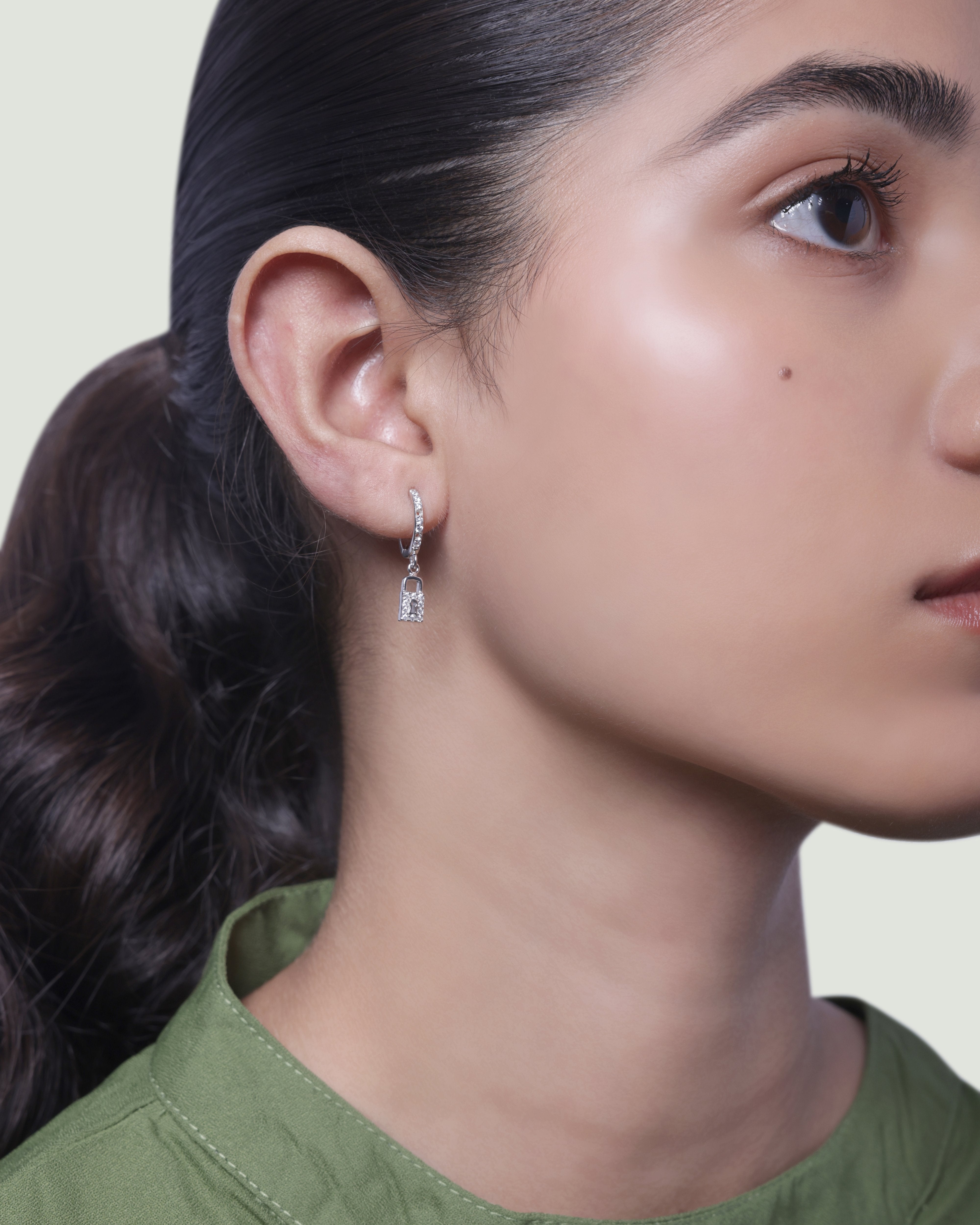 "Key To My Lock "Charm Hoops Earrings