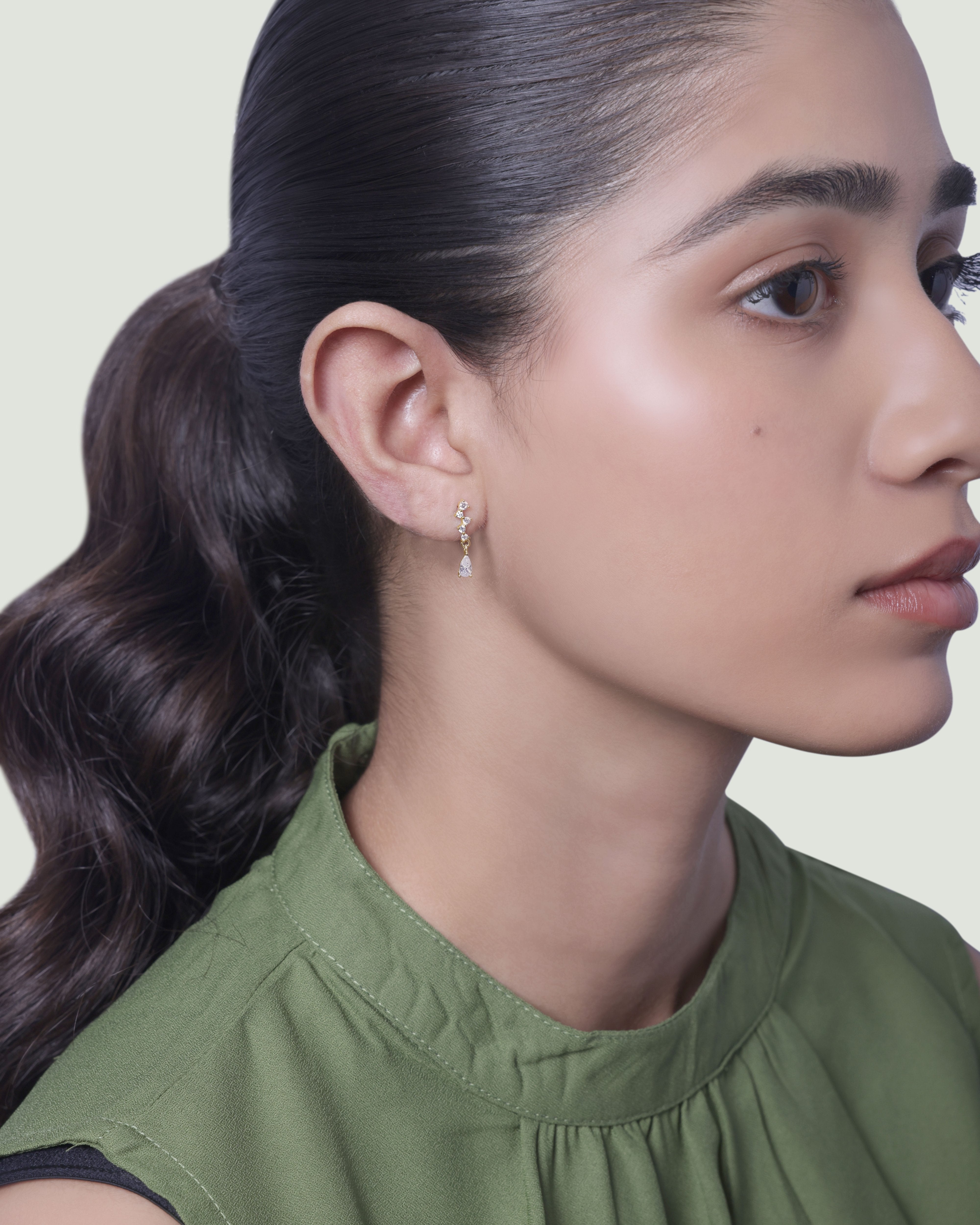 Classic Zirconia Asymmetry Stud Earrings