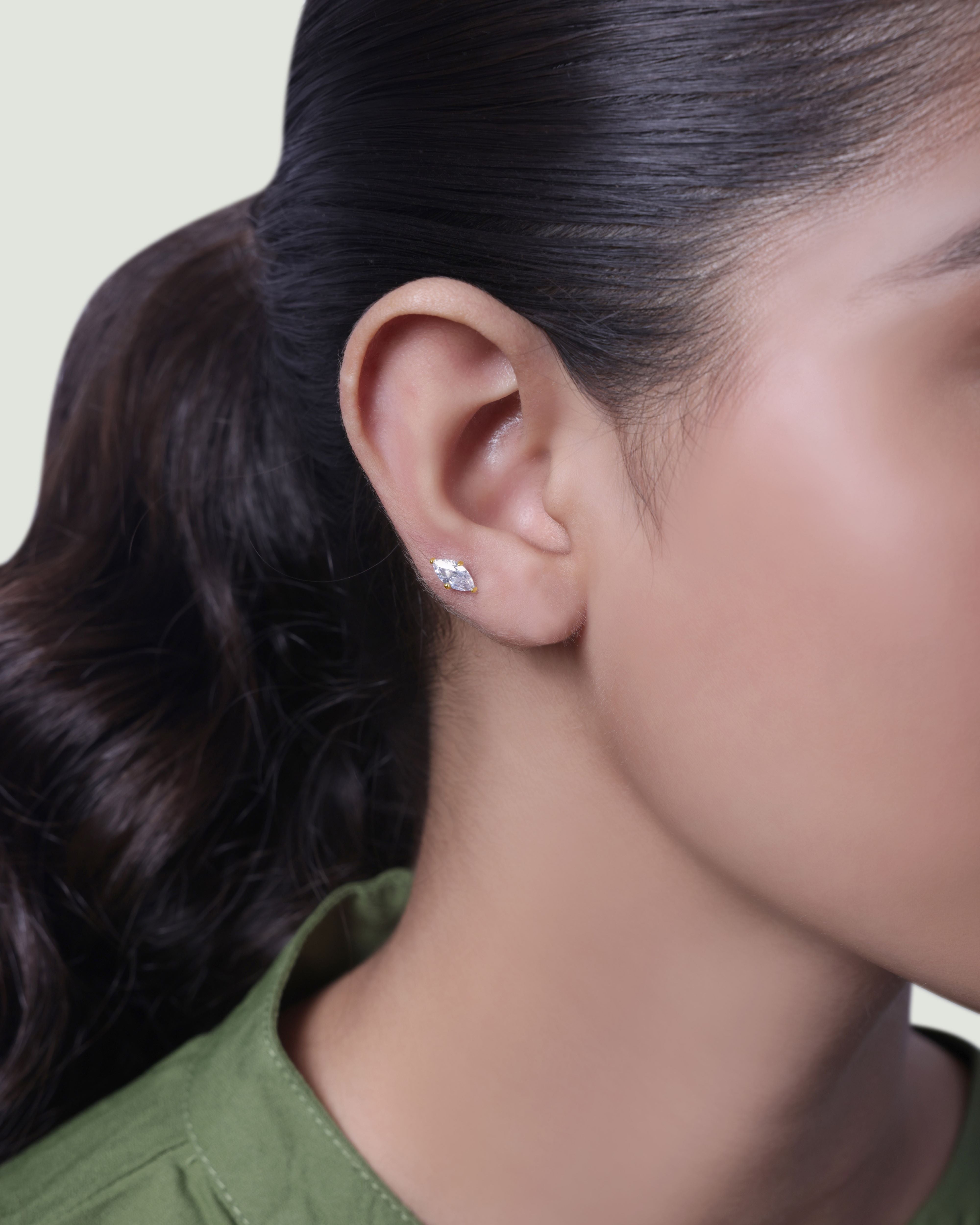Single Marquise Stud Earrings