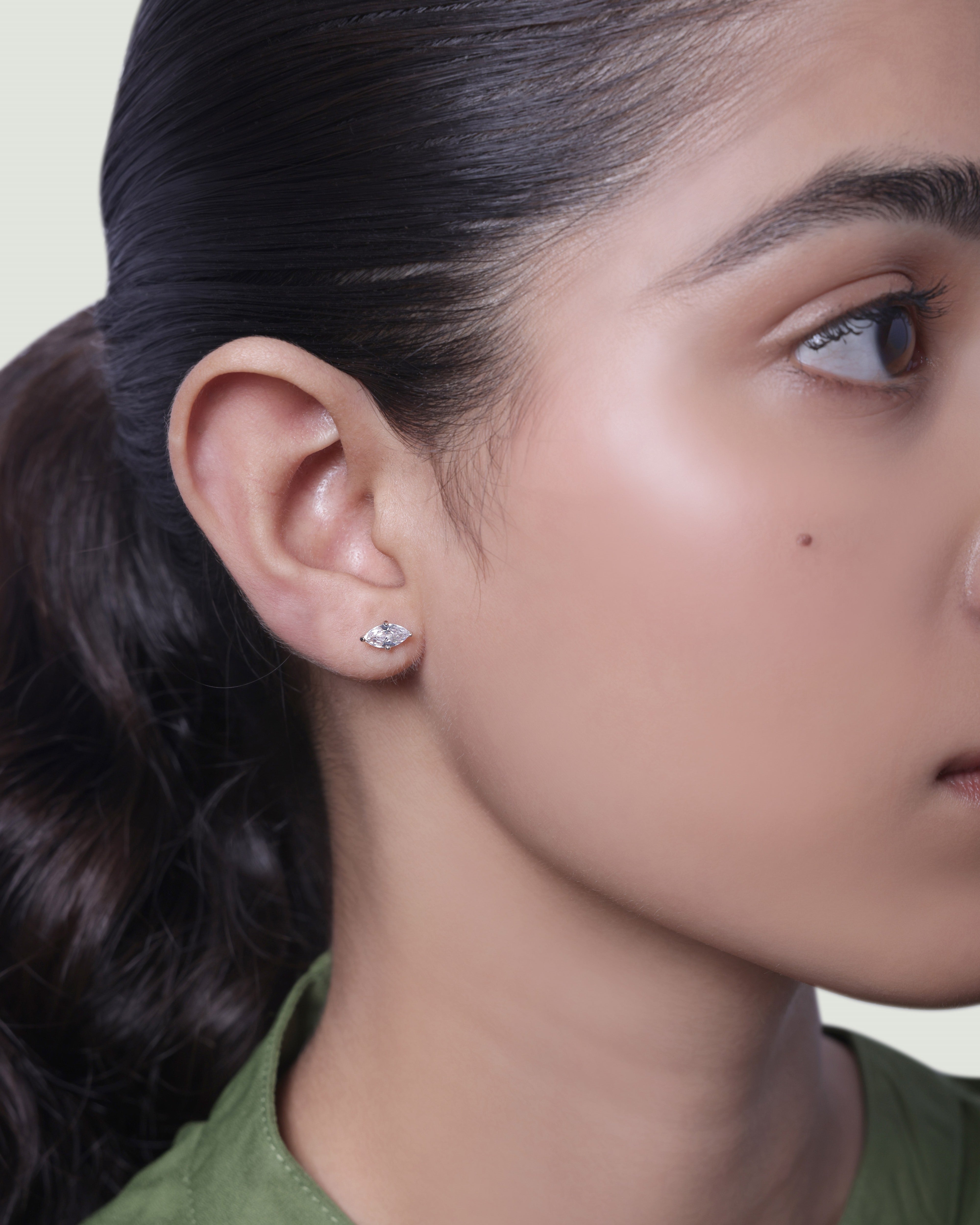 Single Marquise Stud Earrings