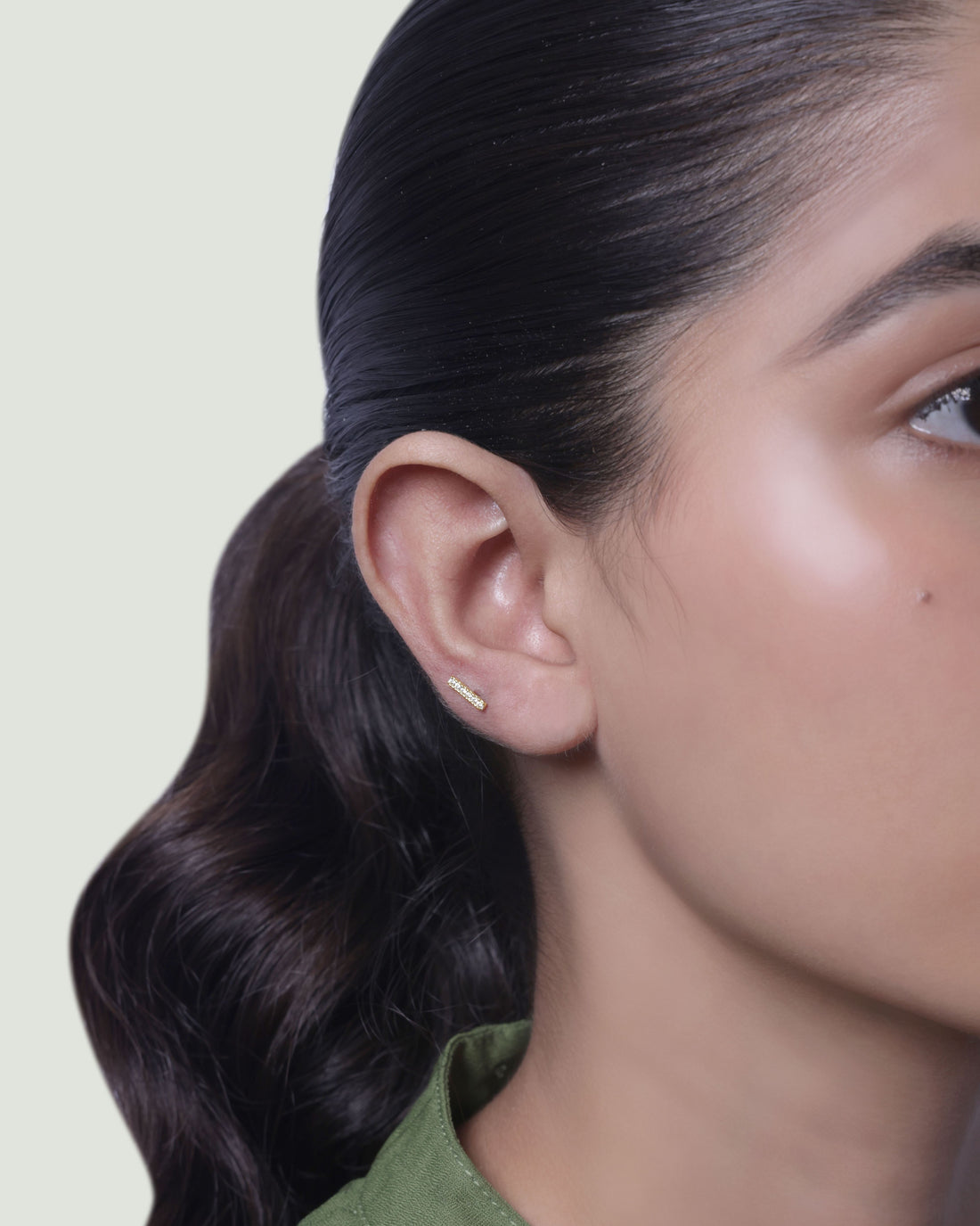 Minimal Zirconia Bar Studs Earrings