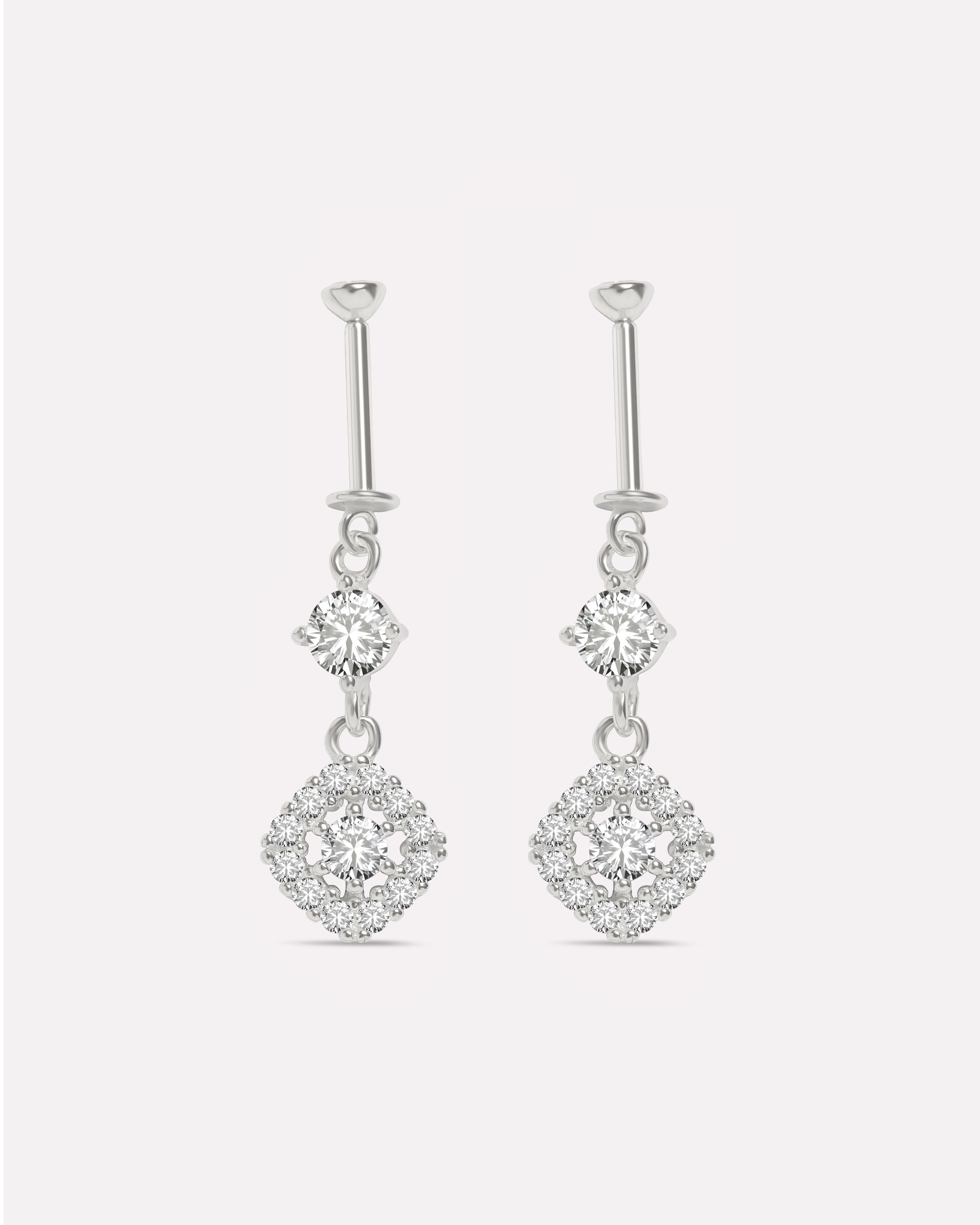 Square Stone Helix Piercings Hanging Earrings