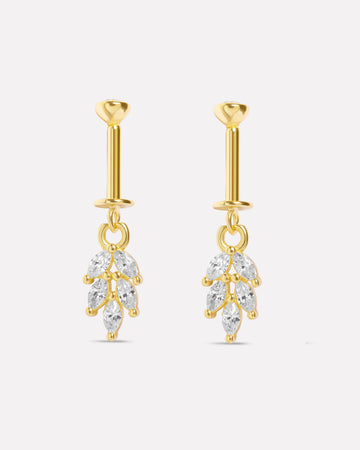 Zircon Leaf Screw Helix Hanging Earrings