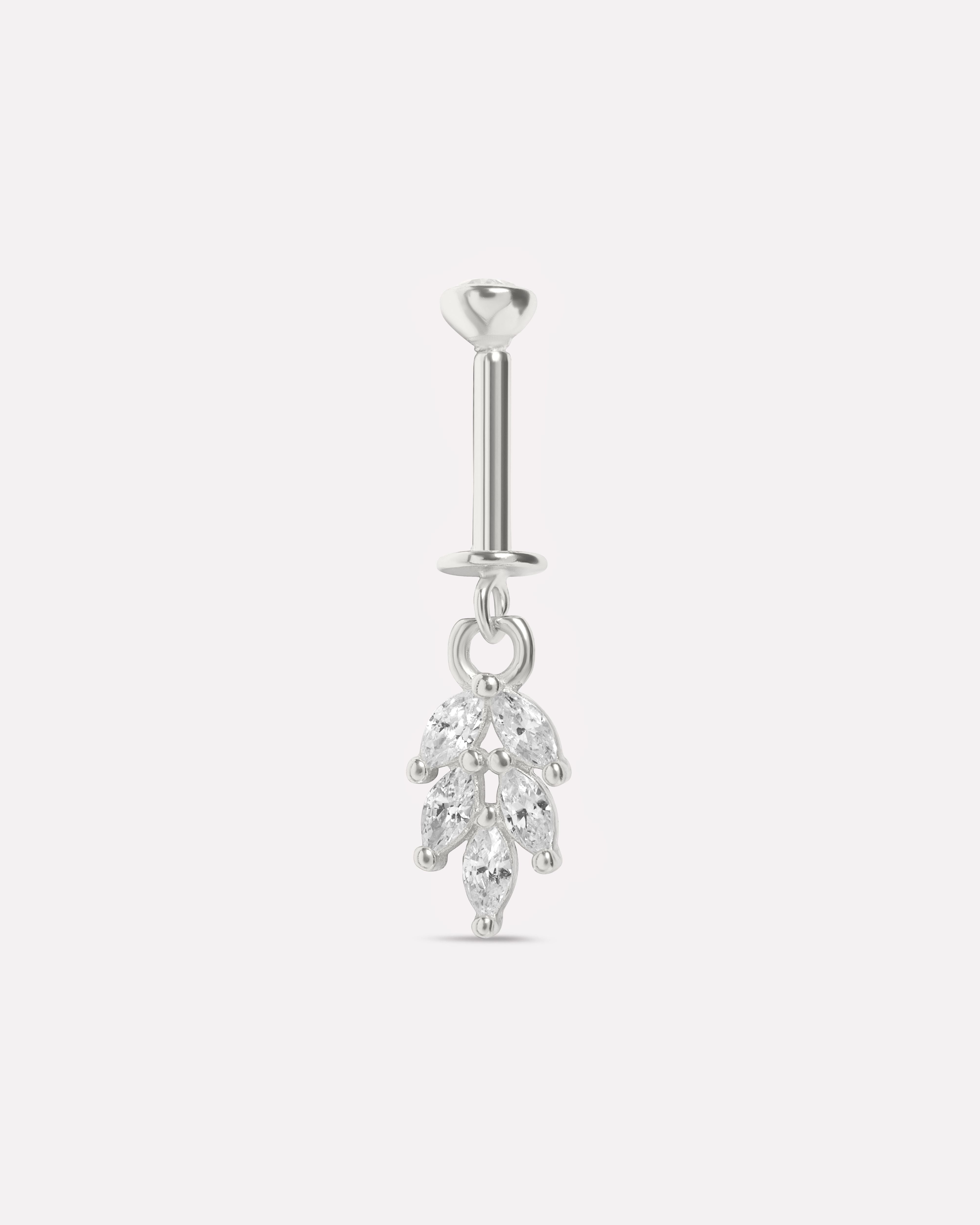 Zircon Leaf Screw Helix Hanging Earrings