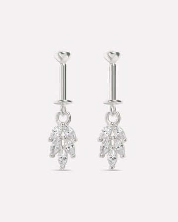 Zircon Leaf Screw Helix Hanging Earrings