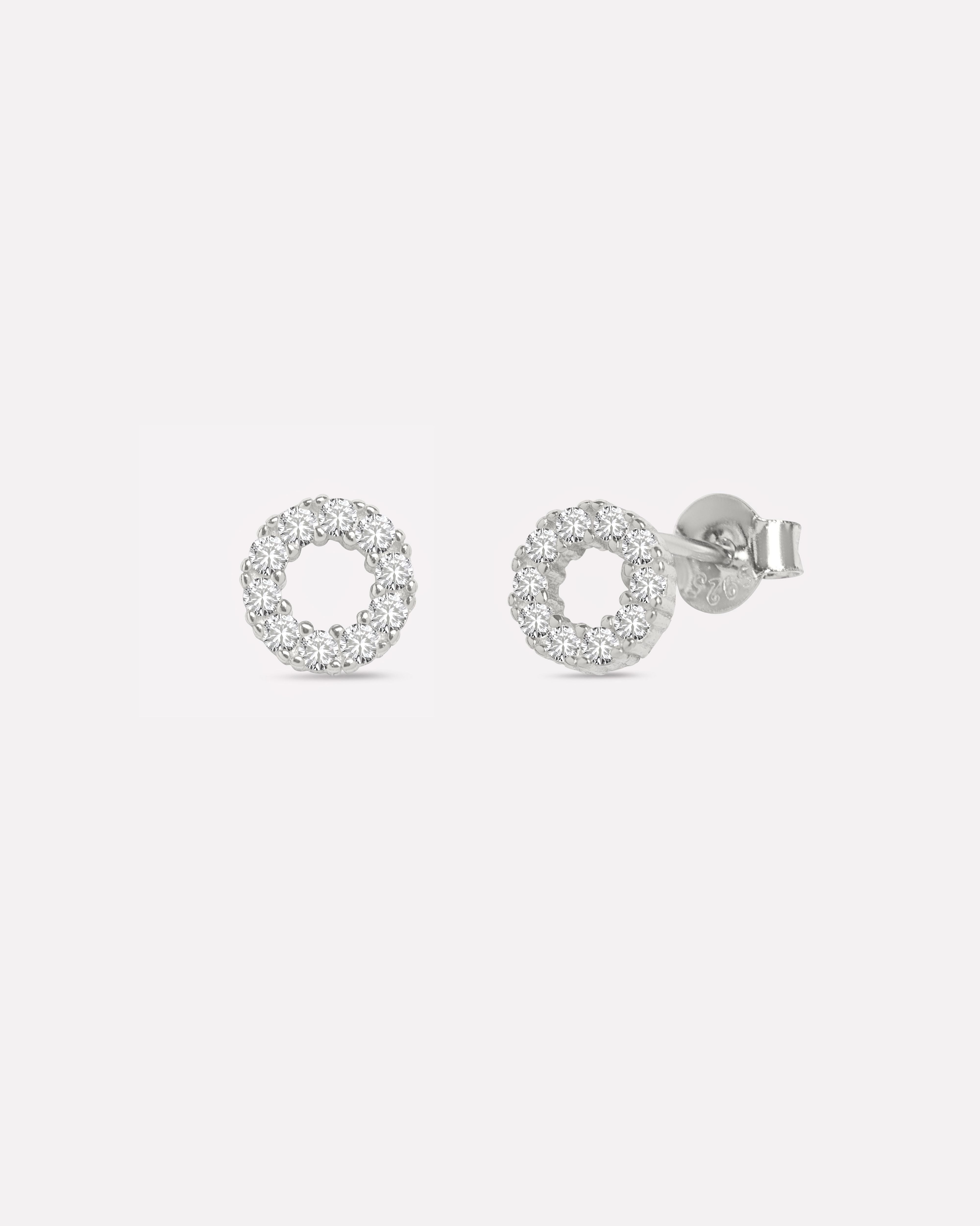 Zircon Circle Hollow Stud Earrings