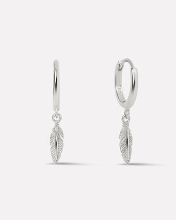 Dainty Leaf Charm Hoop Earrings