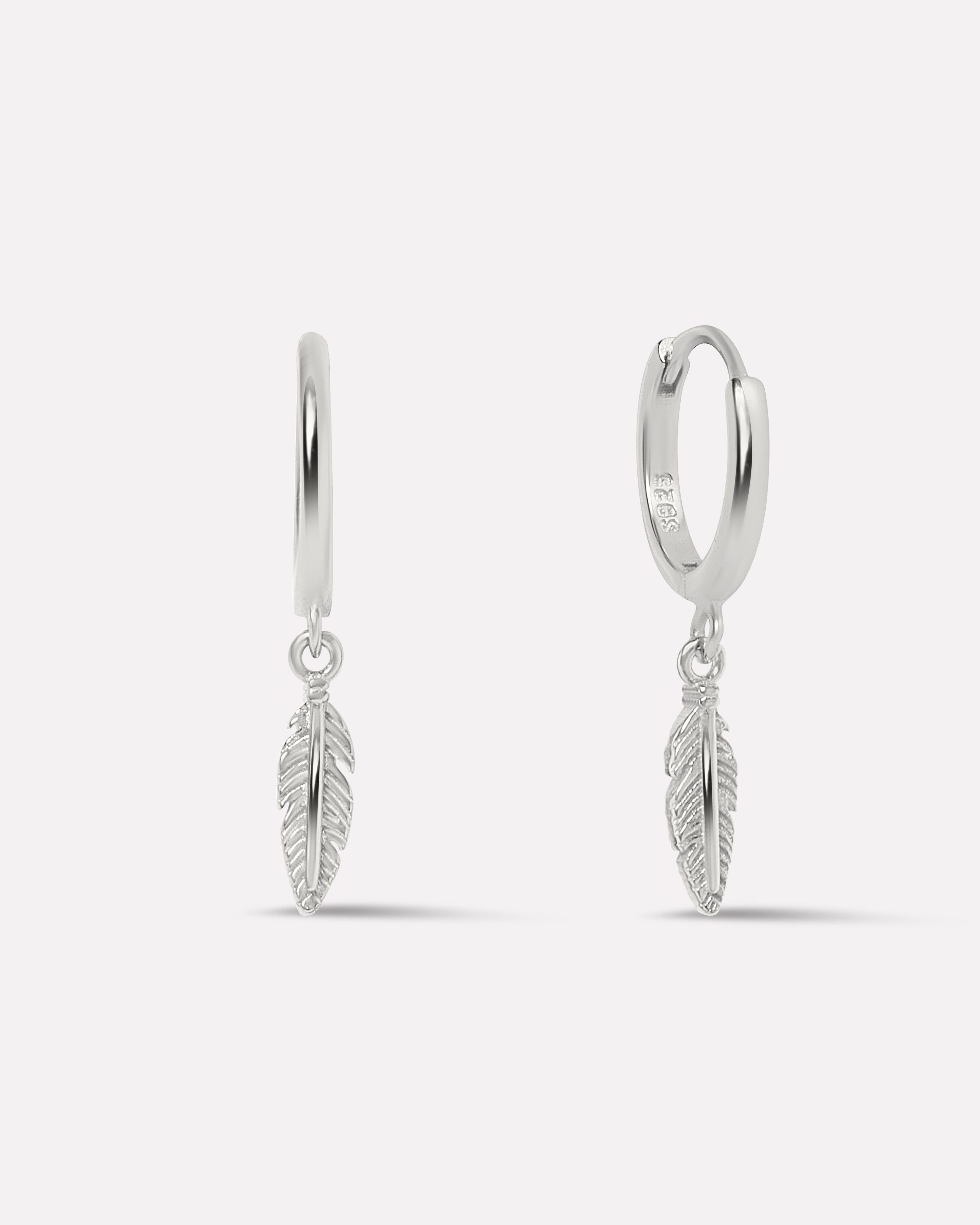 Dainty Leaf Charm Hoop Earrings