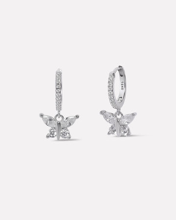 Radiant Butterfly Silver Hoops Earrings
