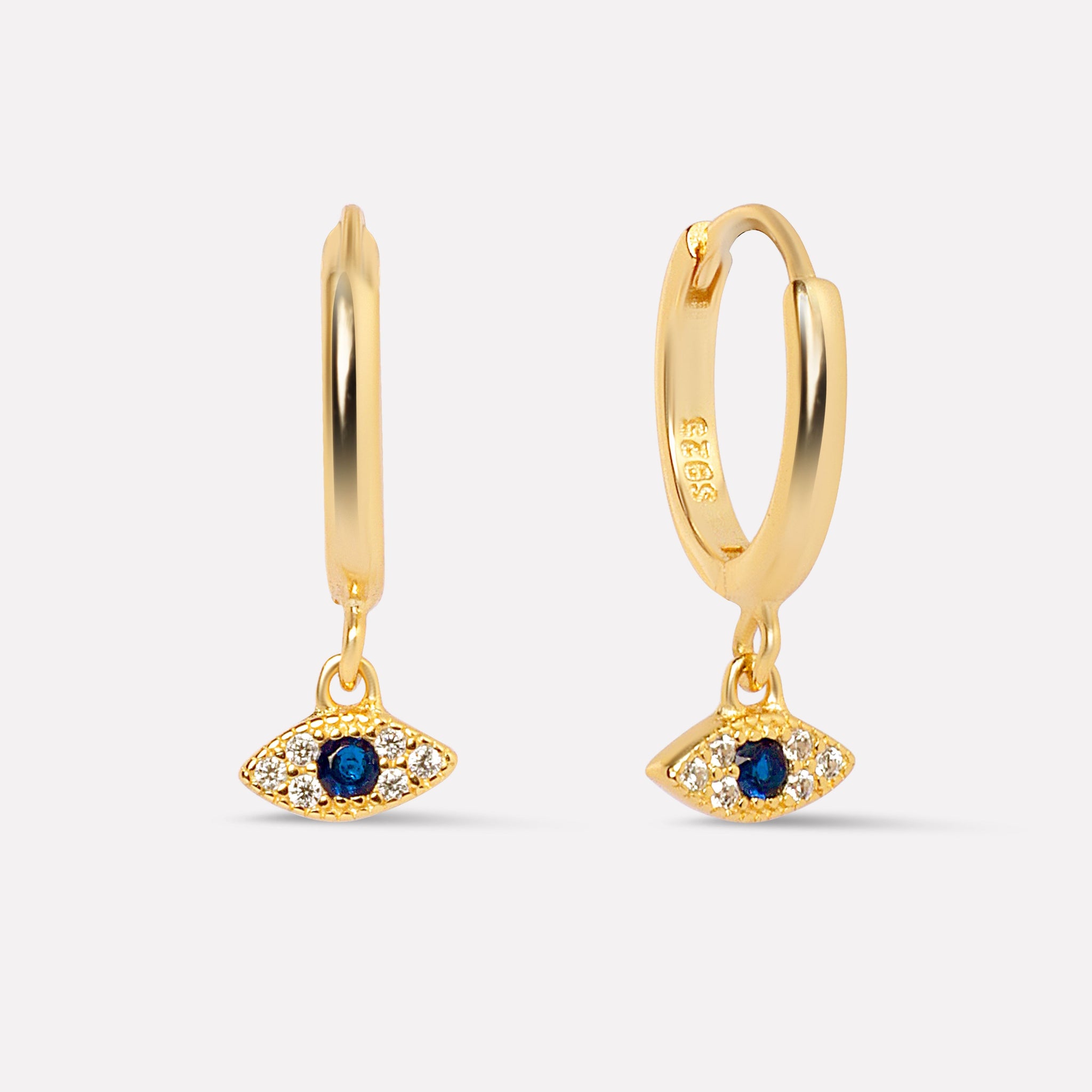 Evil Eye Charm Hoop Earrings