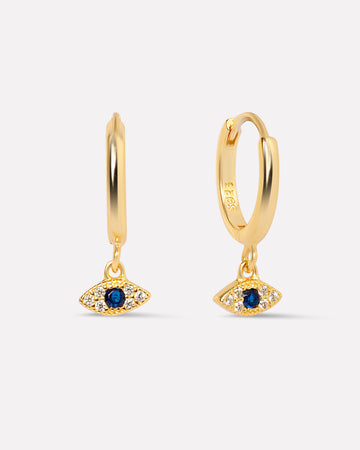 Evil Eye Charm Hoop Earrings