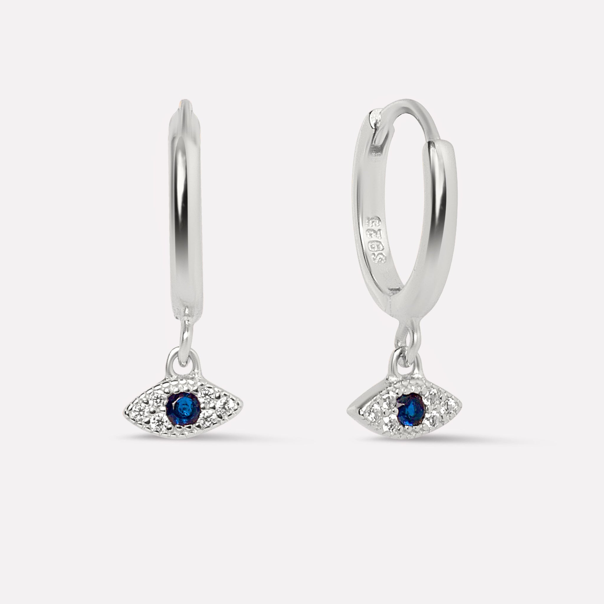 Evil Eye Charm Hoop Earrings