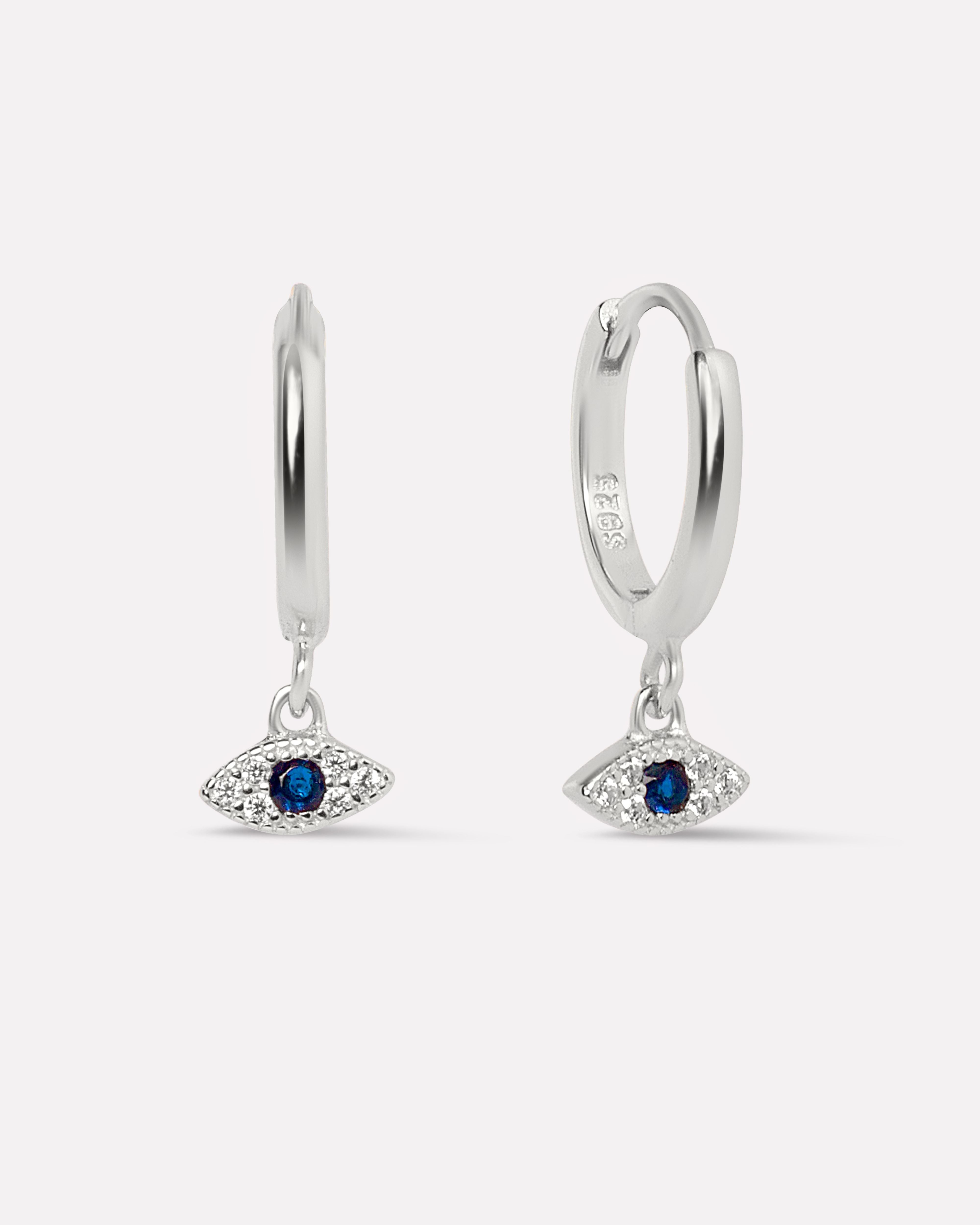 Evil Eye Charm Hoop Earrings
