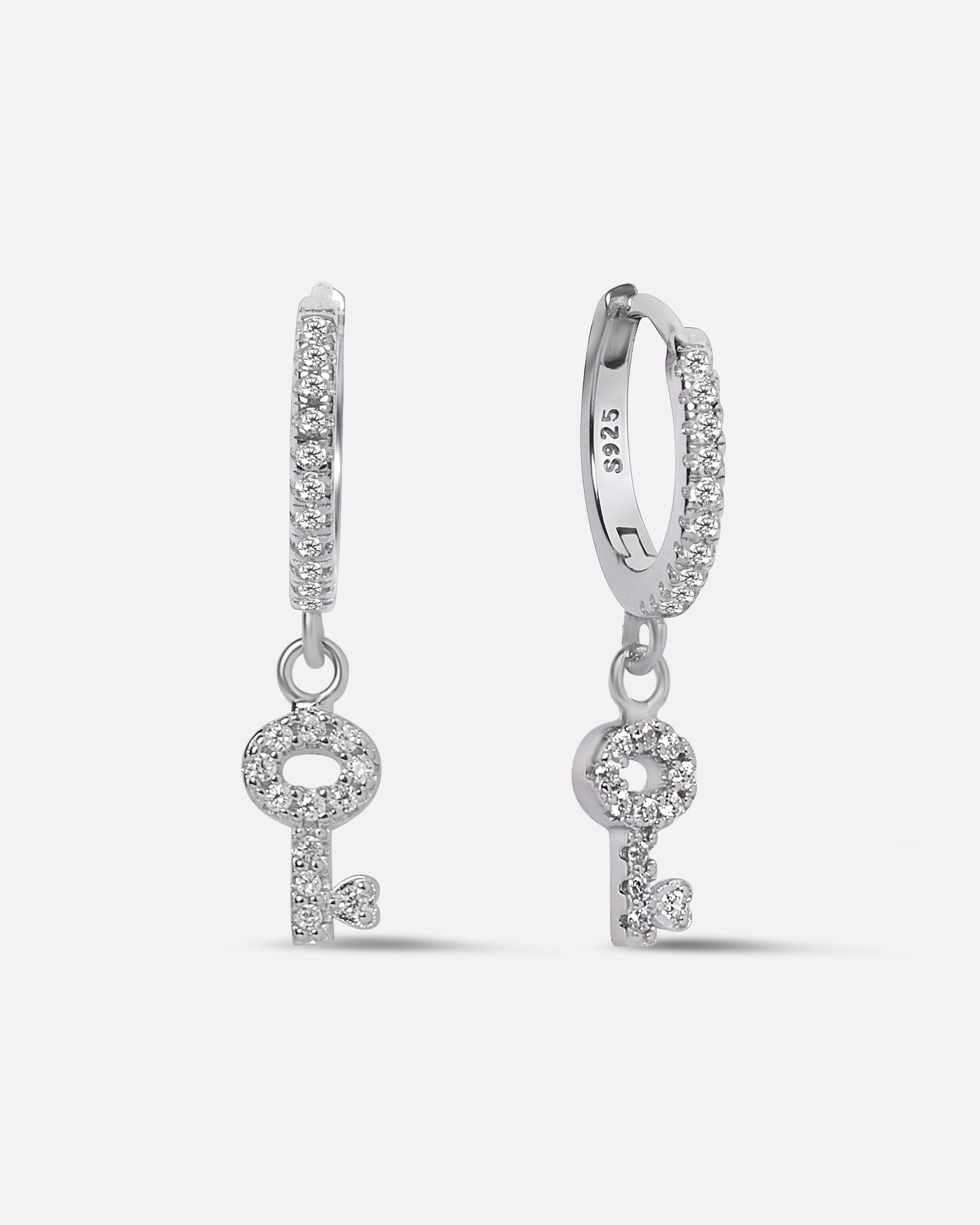 "Key To My Lock "Charm Hoops Earrings