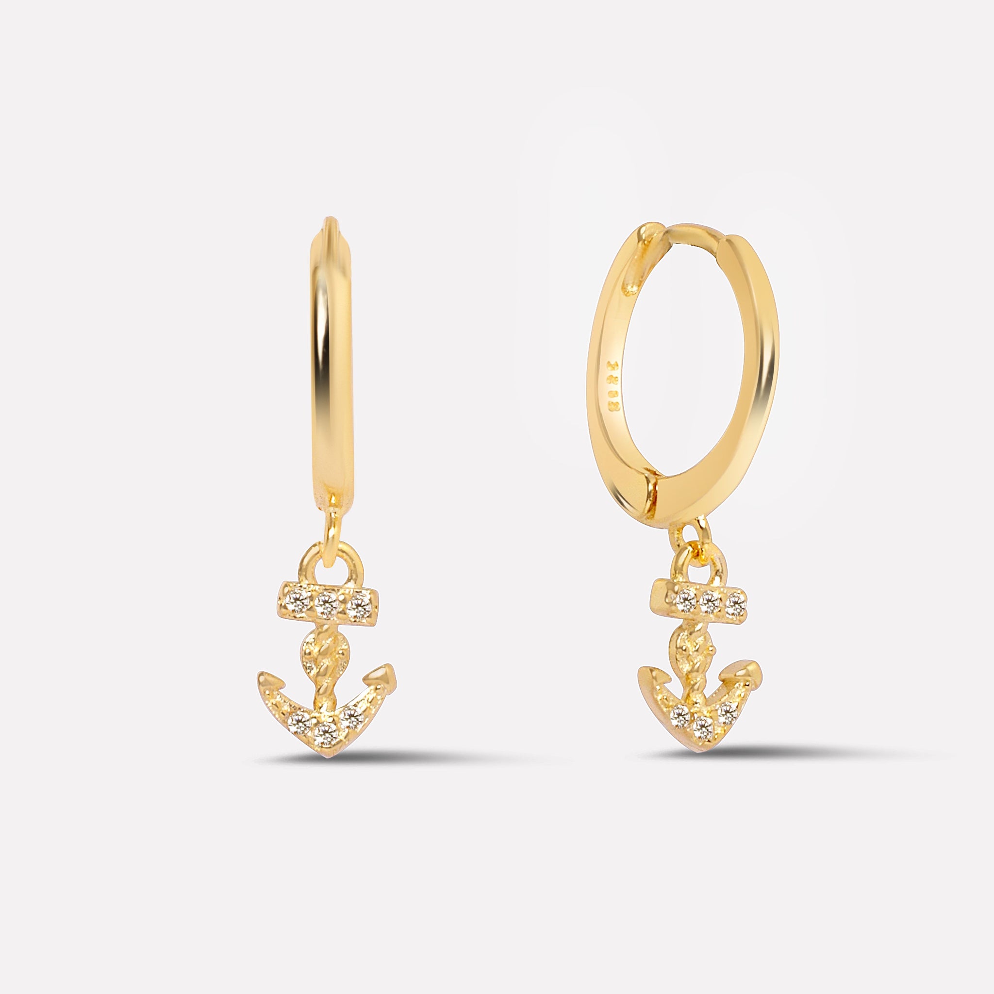 Anchor Charm Hoop Earrings