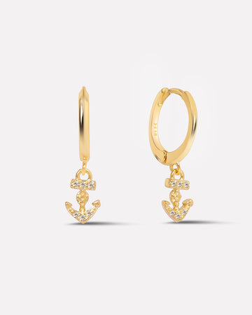 Anchor Charm Hoop Earrings