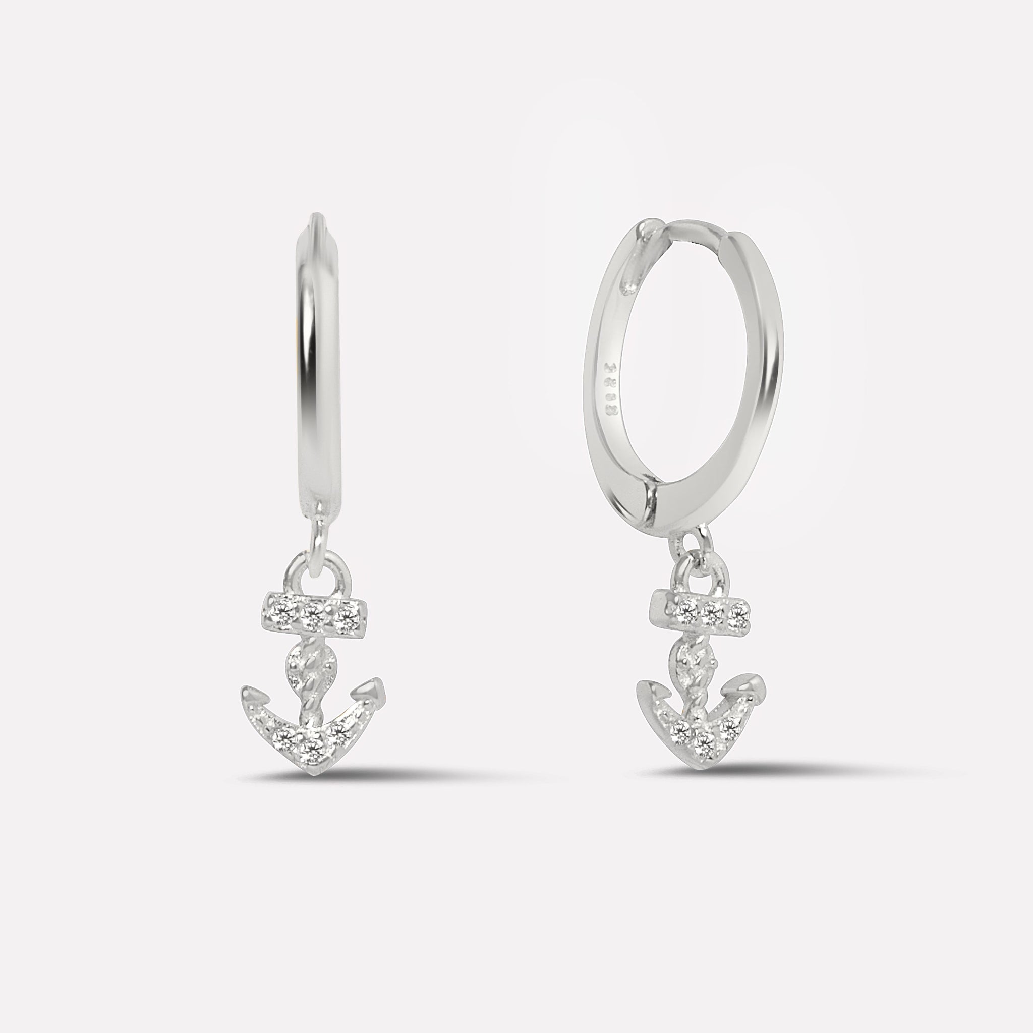 Anchor Charm Hoop Earrings