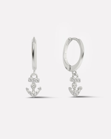 Anchor Charm Hoop Earrings