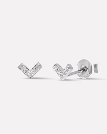Pave' Zirconia Minimal Arrow Stud Earrings