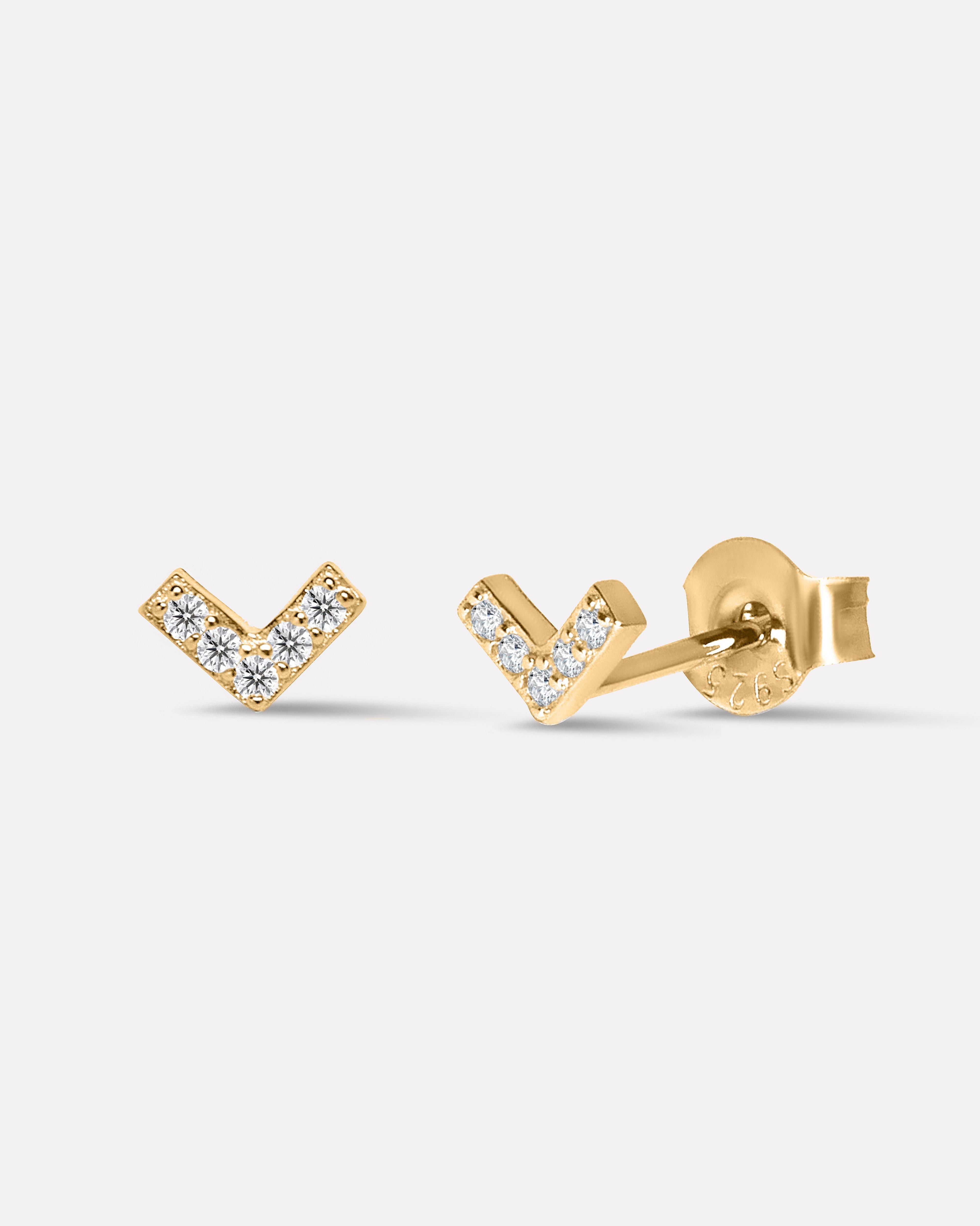Pave' Zirconia Minimal Arrow Stud Earrings