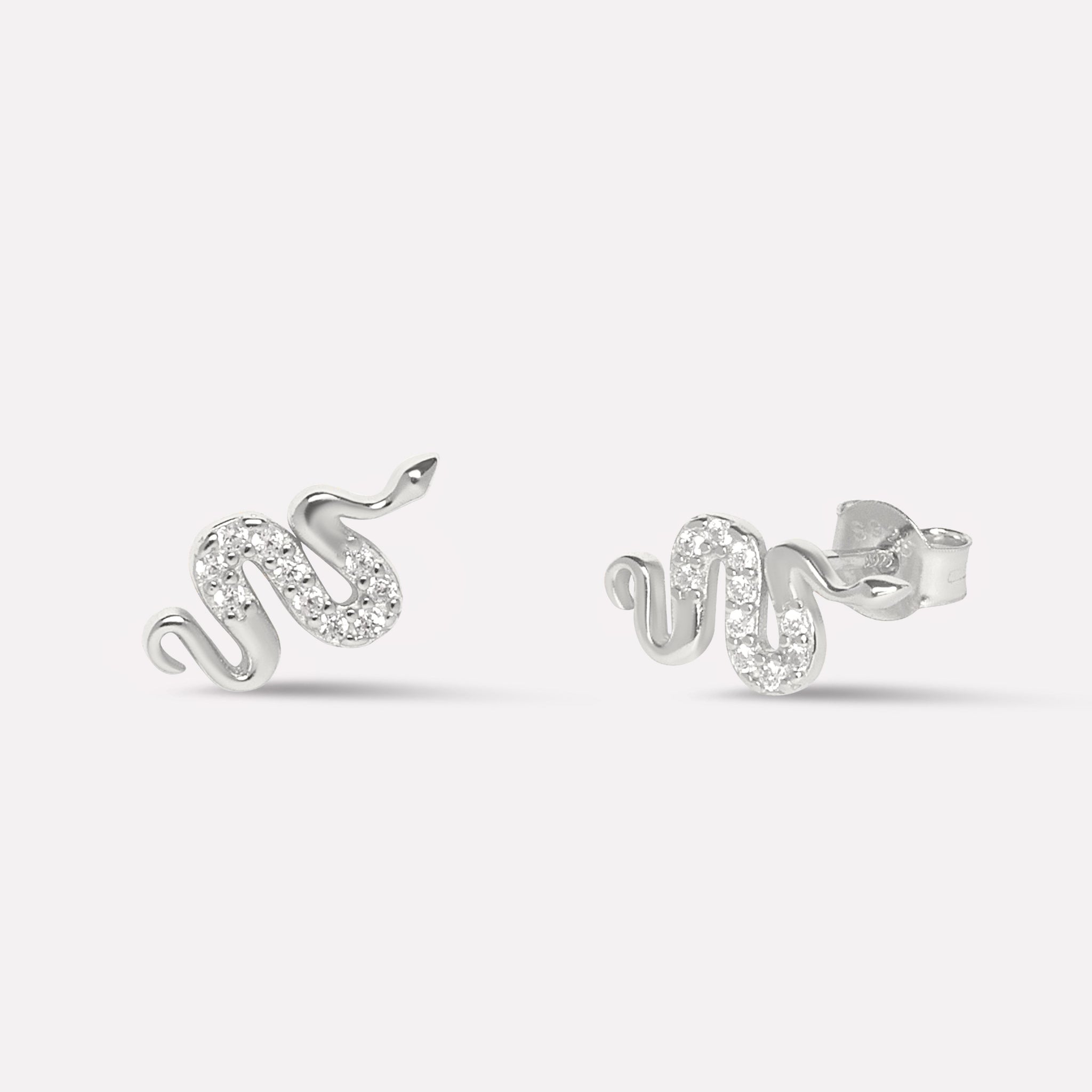 Serpentis-Cubic Zirconia Snake Stud Earrings