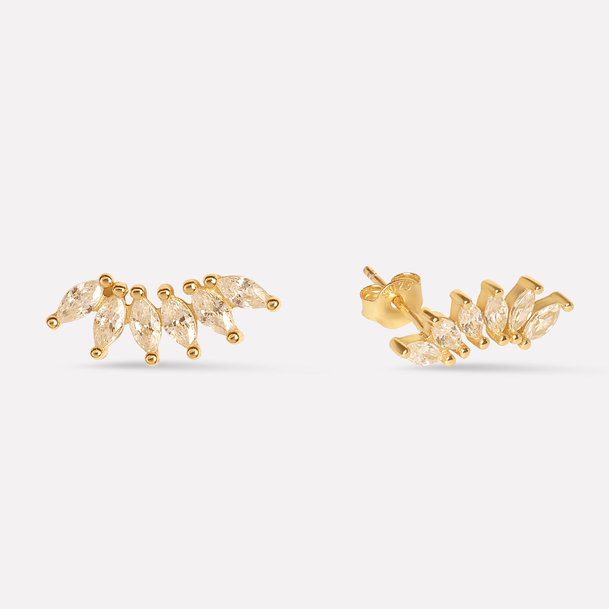 Baguette Crown Climber Stud Earrings