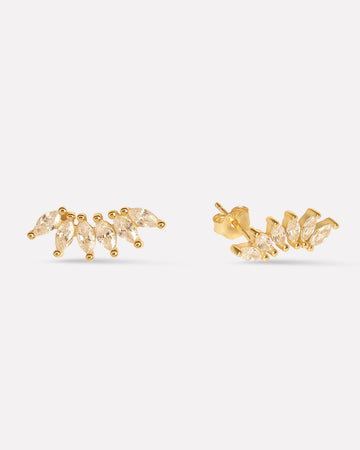 Baguette Crown Climber Stud Earrings
