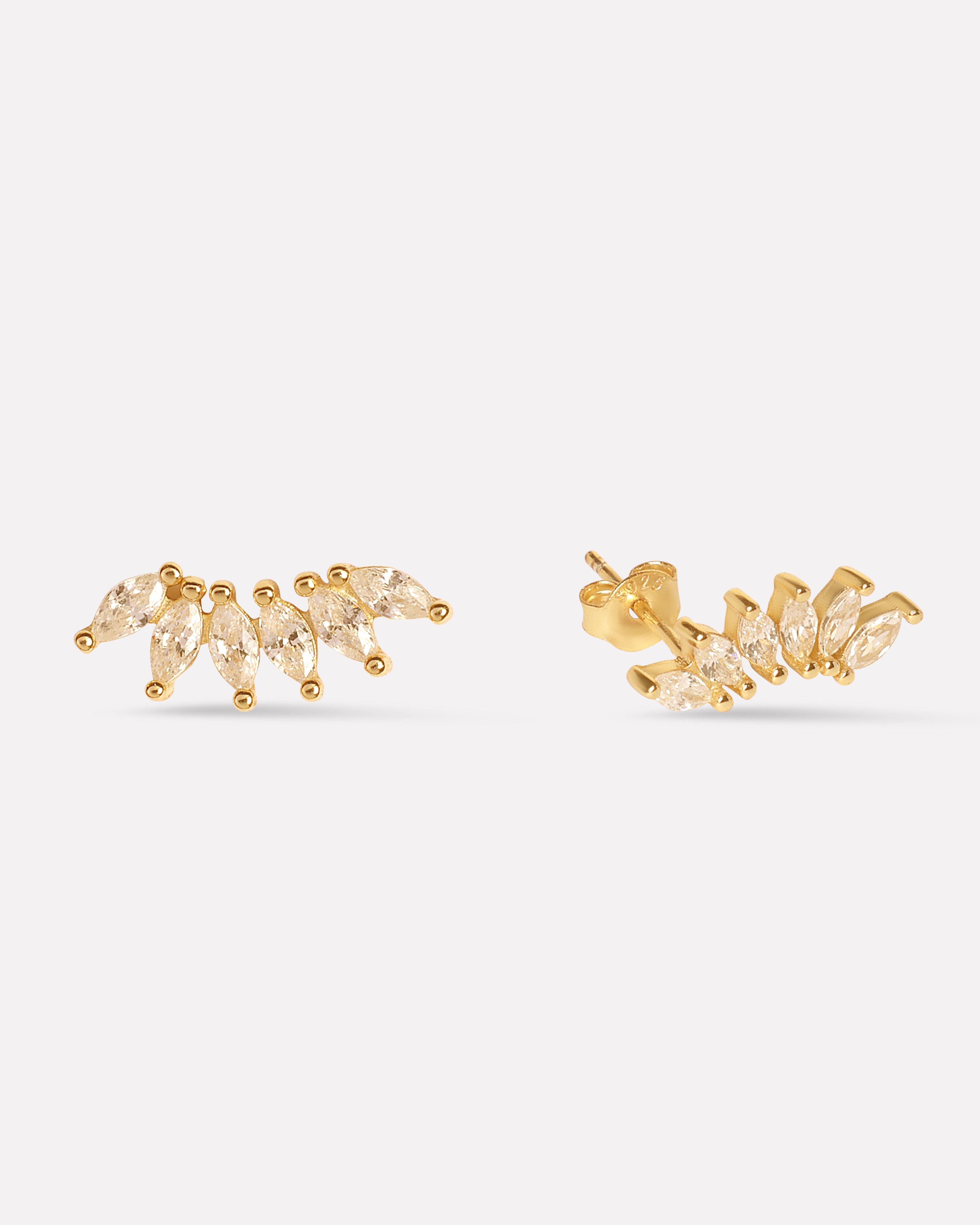 Baguette Crown Climber Stud Earrings