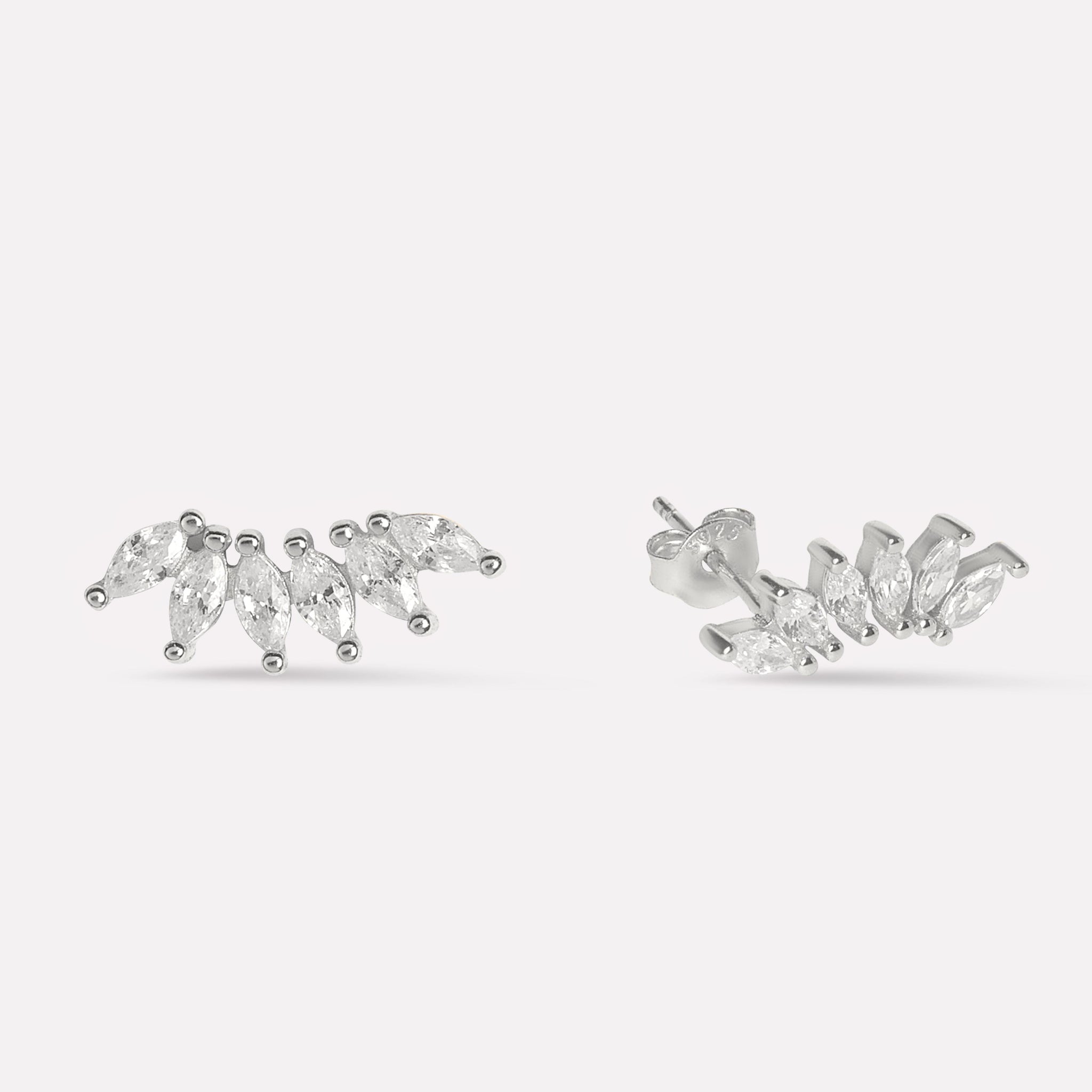 Baguette Crown Climber Stud Earrings