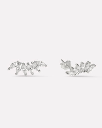 Baguette Crown Climber Stud Earrings