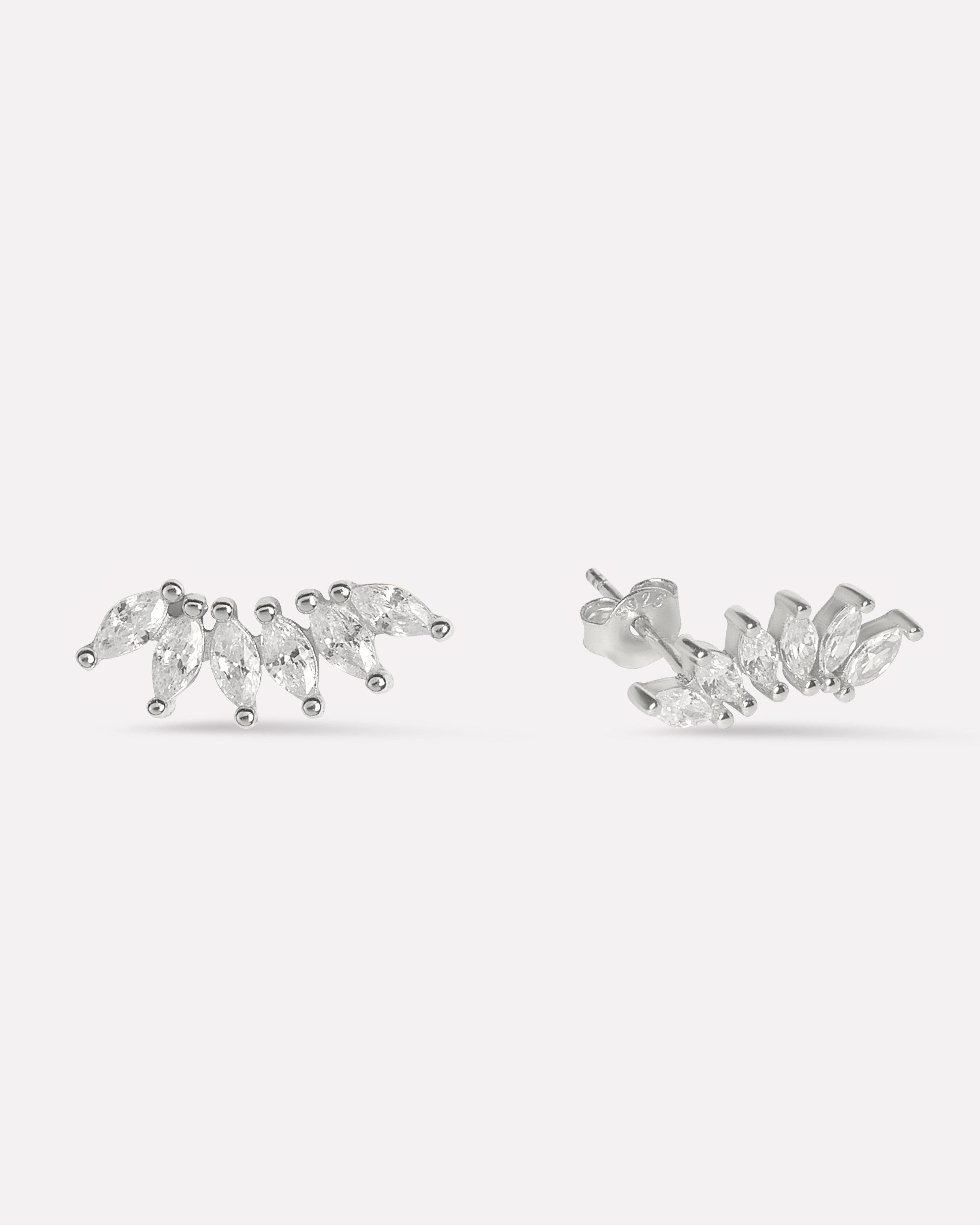 Baguette Crown Climber Stud Earrings