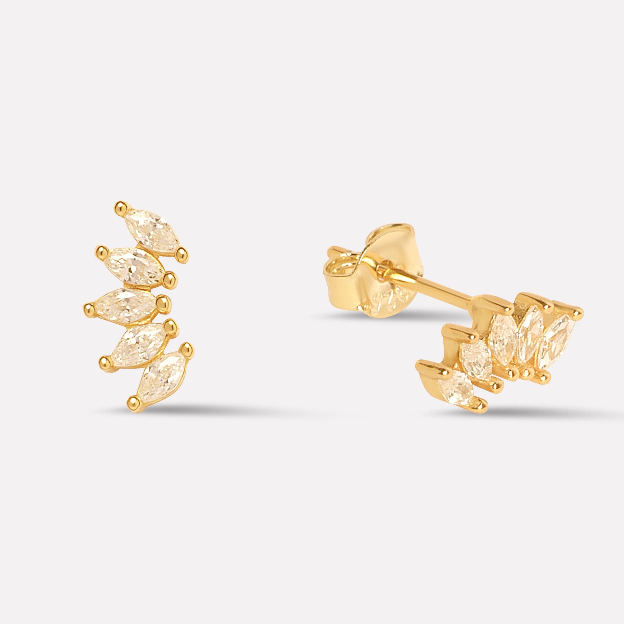 Baguette Stone Crown Stud Earrings