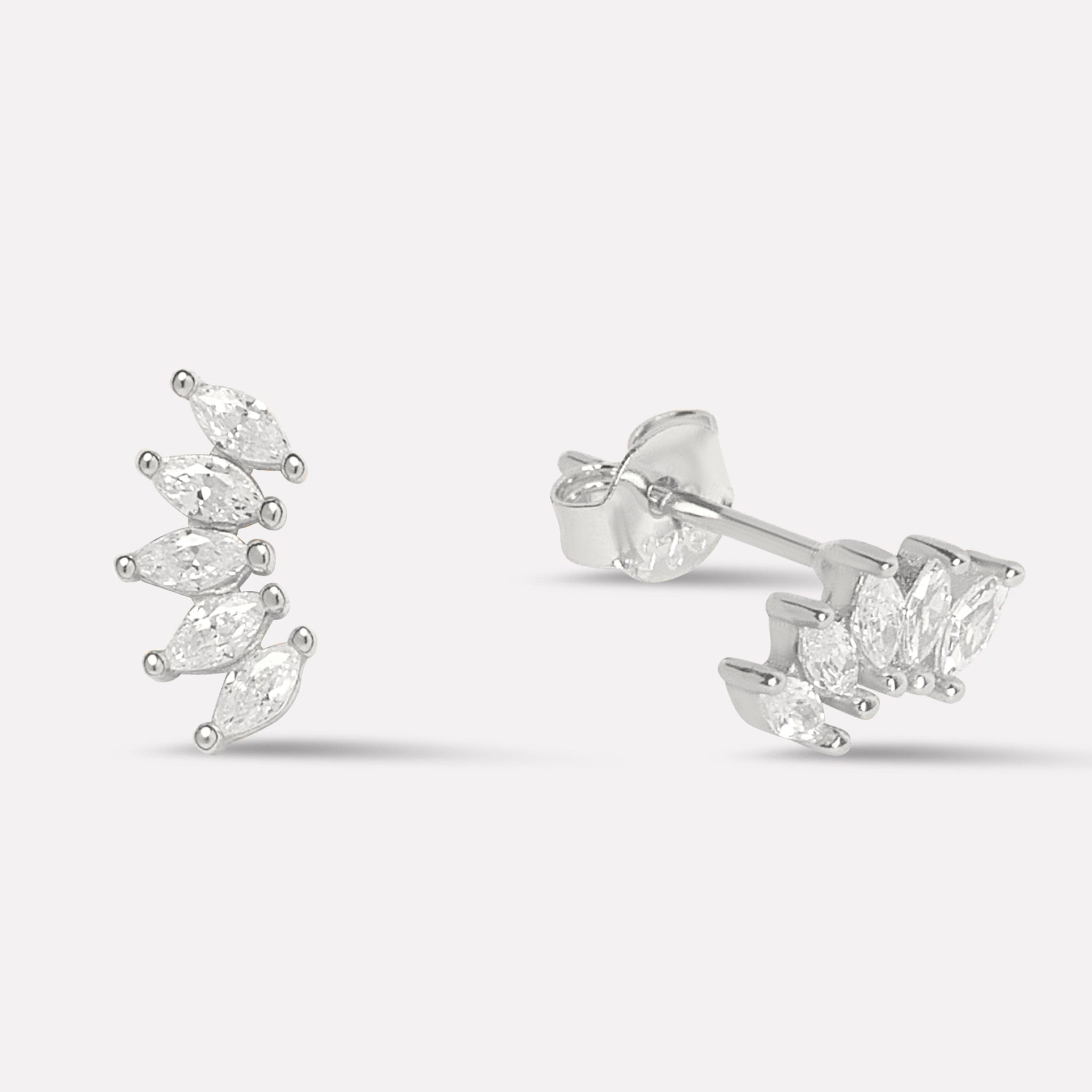 Baguette Stone Crown Stud Earrings